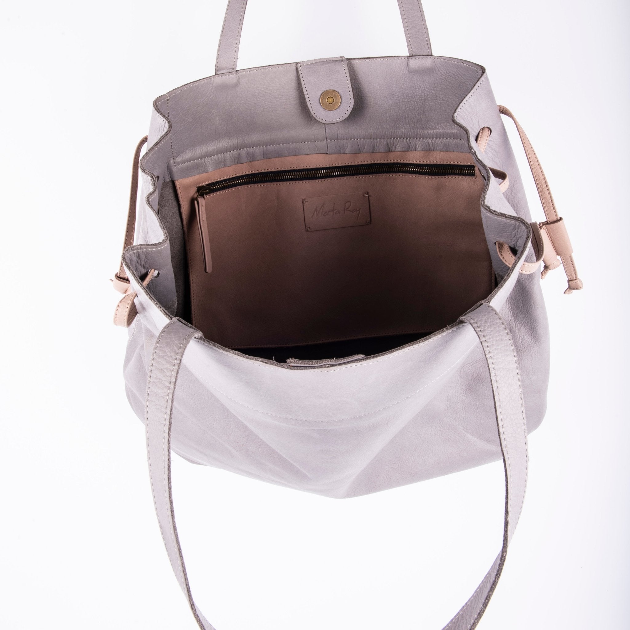 Karen mousse perla akoya mudo - borsa grande tracolla in pelle grigia - Marta Ray