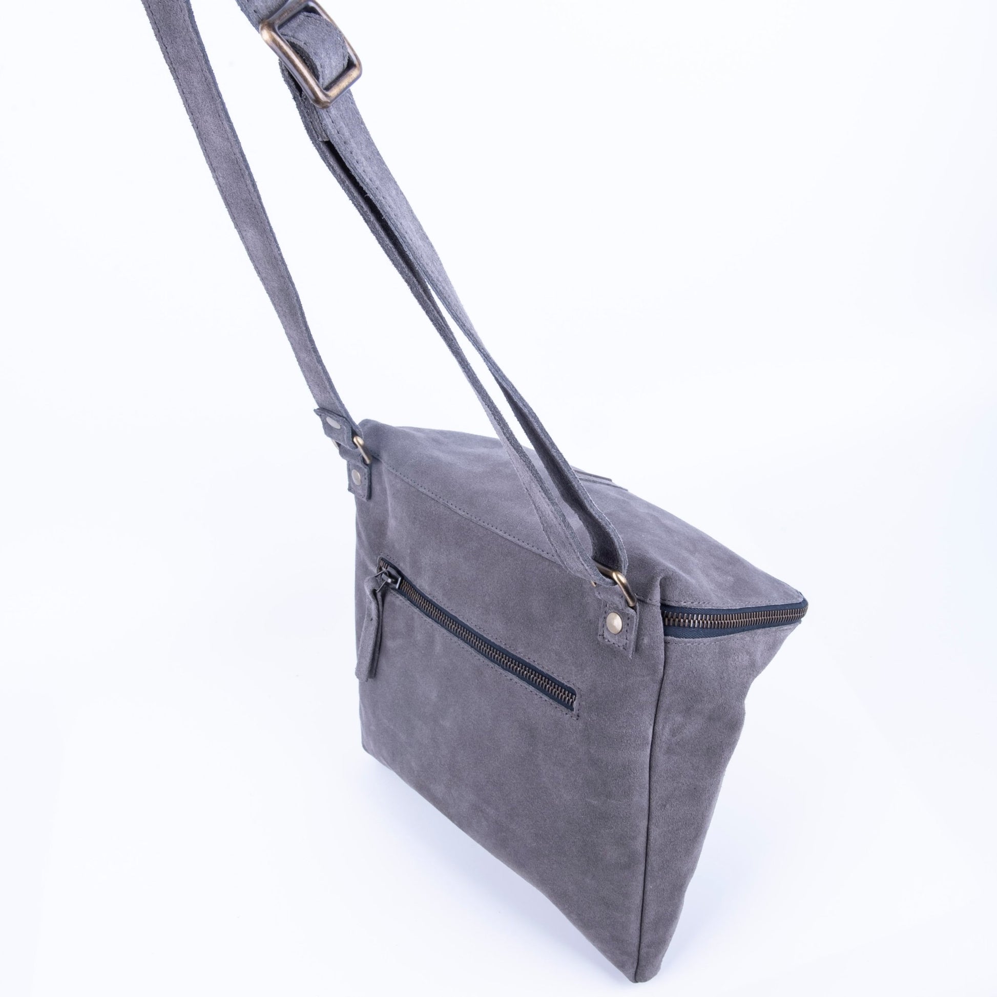 Kesi camoscio dark grey - borsa a tracolla in pelle - Marta Ray