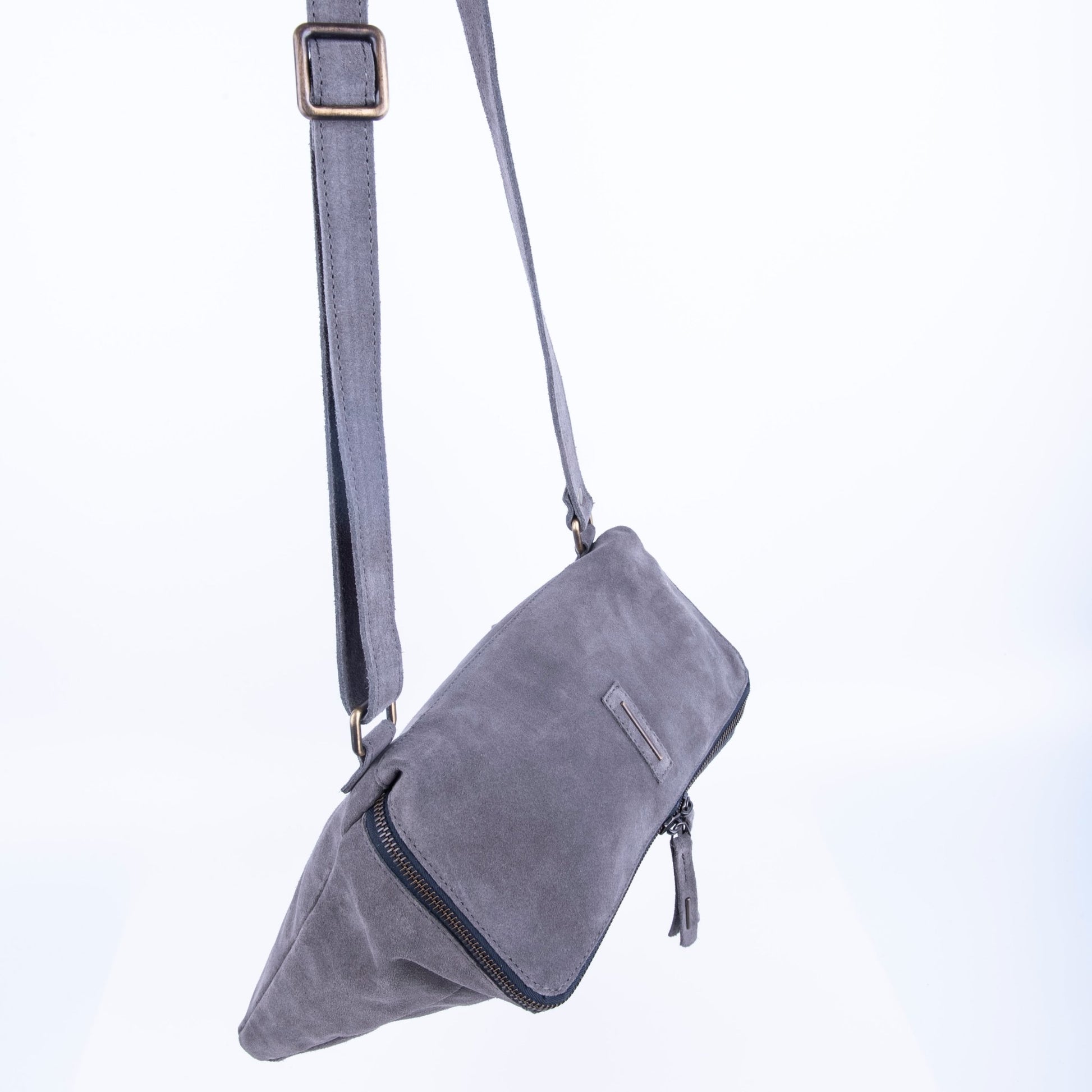 Kesi camoscio dark grey - borsa a tracolla in pelle - Marta Ray