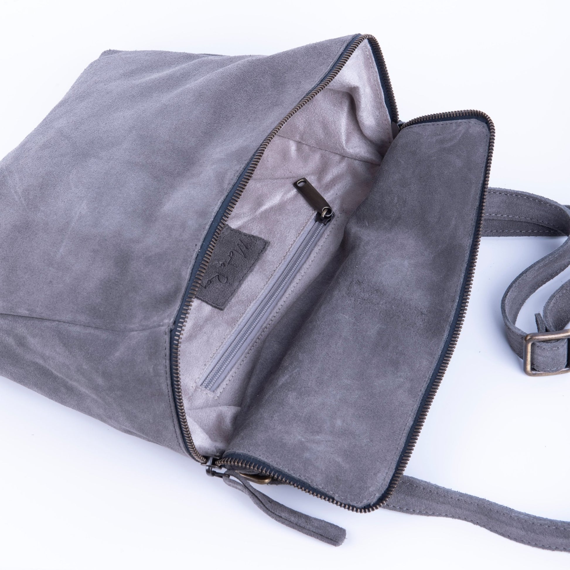 Kesi camoscio dark grey - borsa a tracolla in pelle - Marta Ray