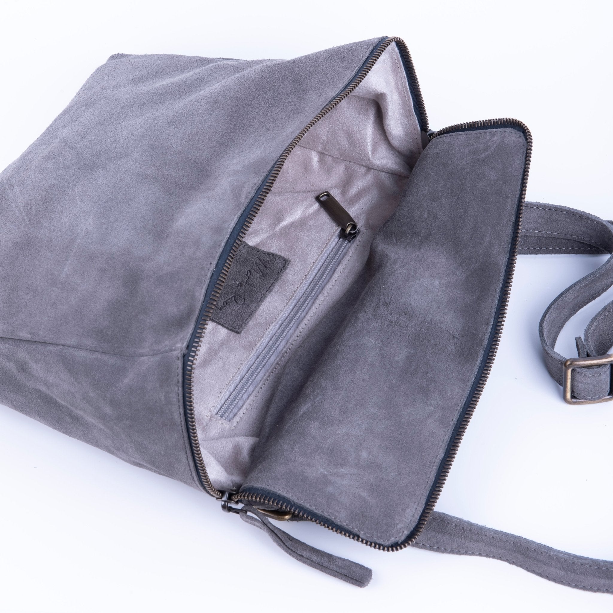 Kesi camoscio dark grey - borsa a tracolla in pelle - Marta Ray