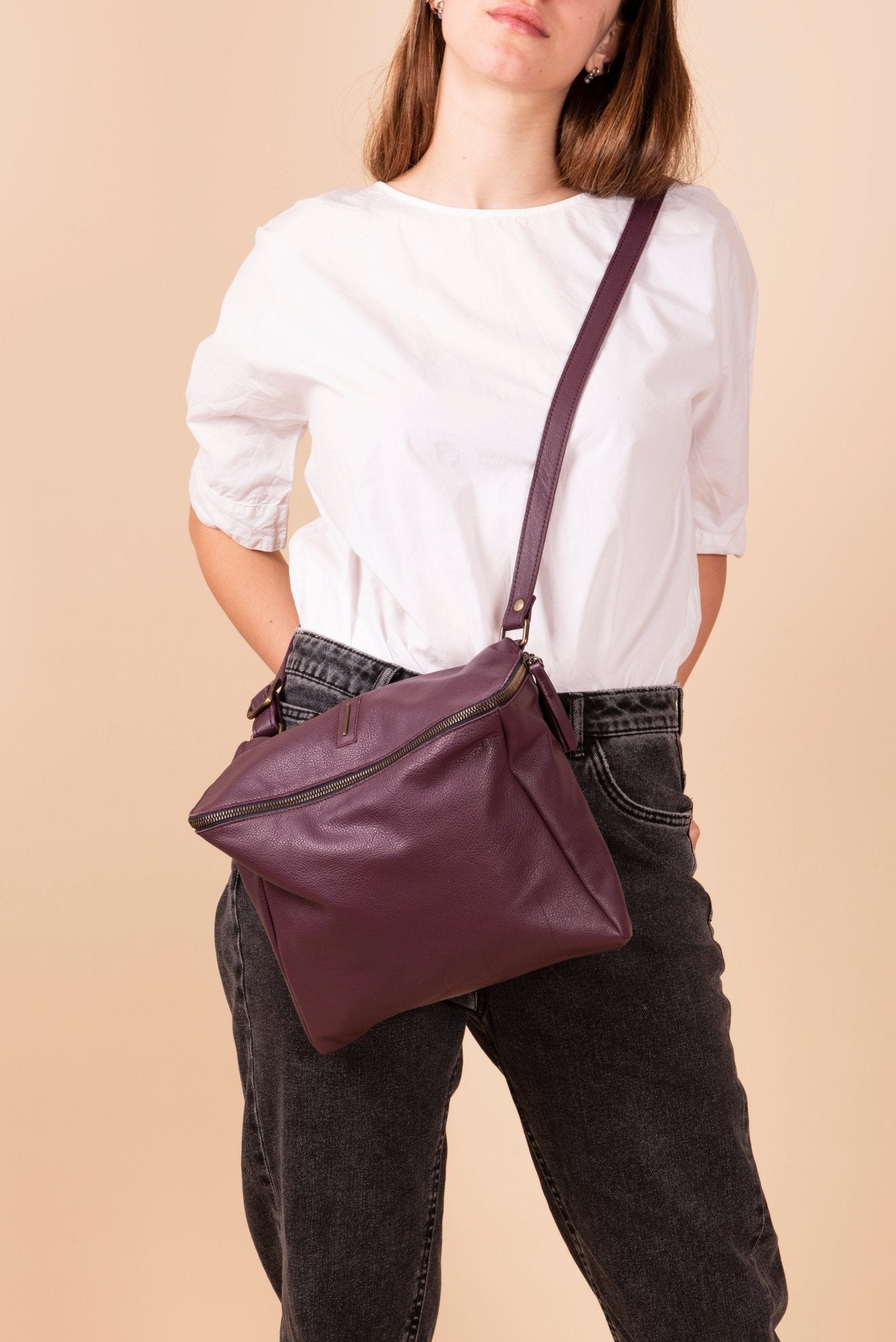 Kesi mousse viola - borsa a tracolla in pelle viola - Marta Ray