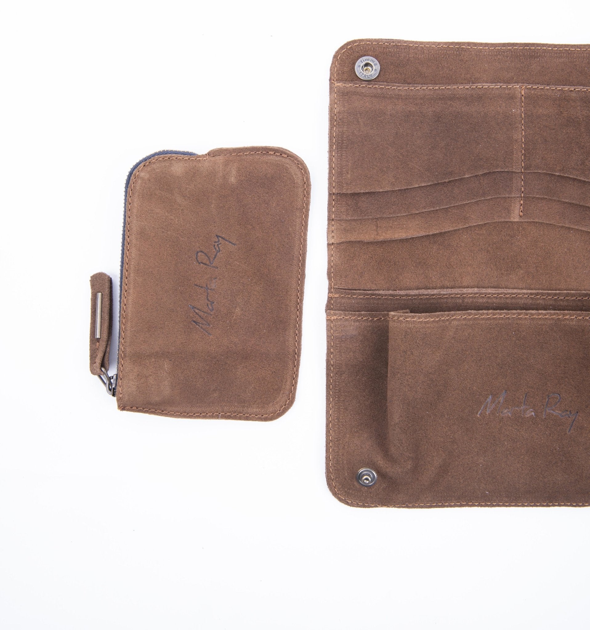 Kiki wallet camoscio cuoio - portafogli in pelle marrone - Marta Ray