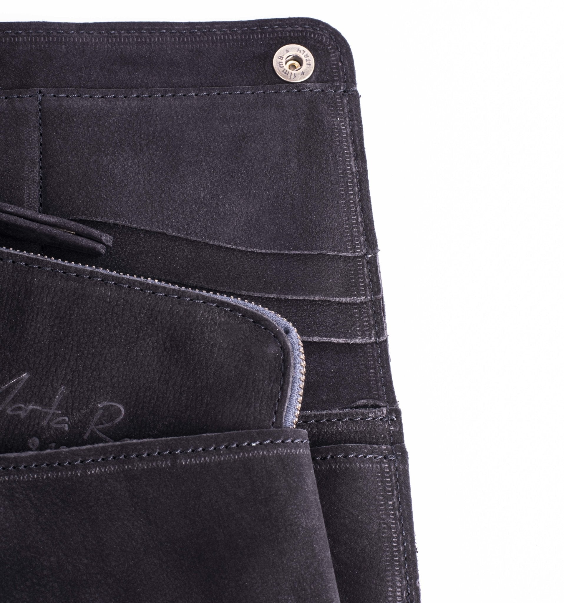 Kiki wallet martellato + long beach nero - portafogli in pelle nera - Marta Ray