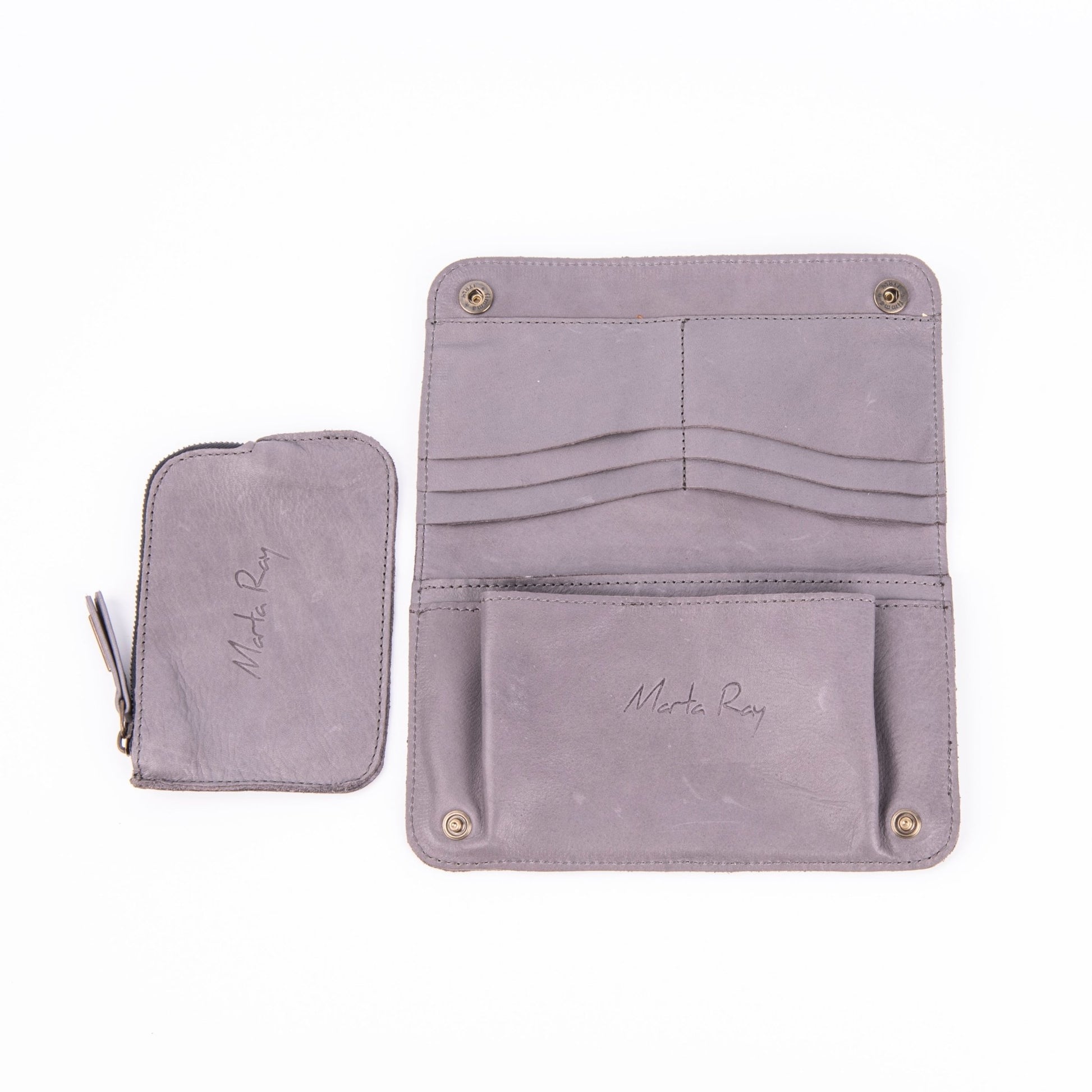 Kiki wallet mousse frozen - portafogli in pelle grigia - Marta Ray