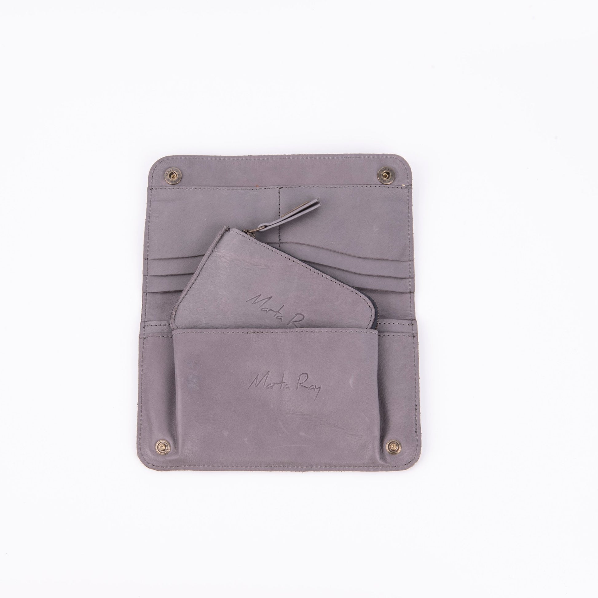 Kiki wallet mousse frozen - portafogli in pelle grigia - Marta Ray