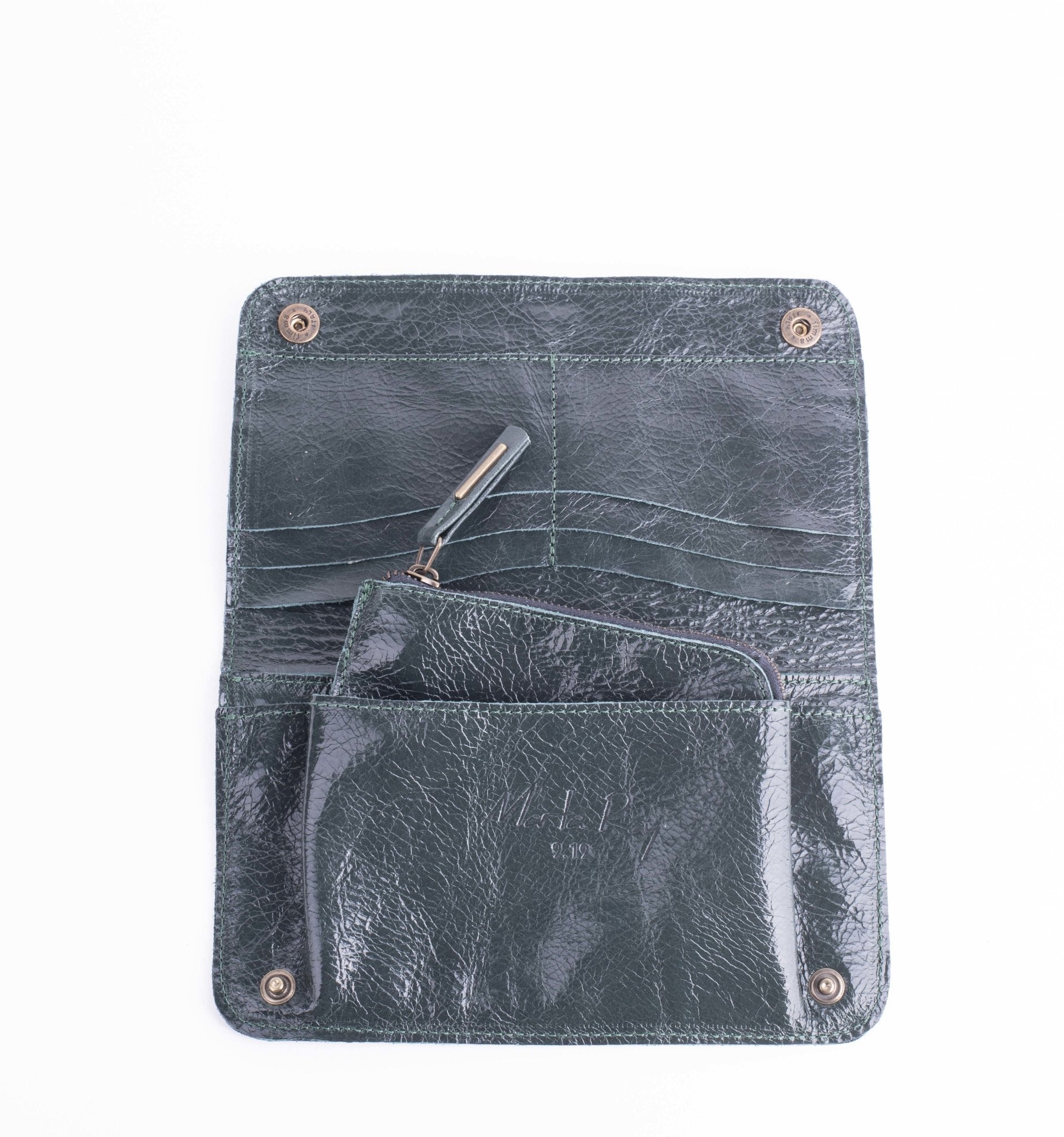 Kiki wallet vernice pino - portafogli in pelle verde - Marta Ray