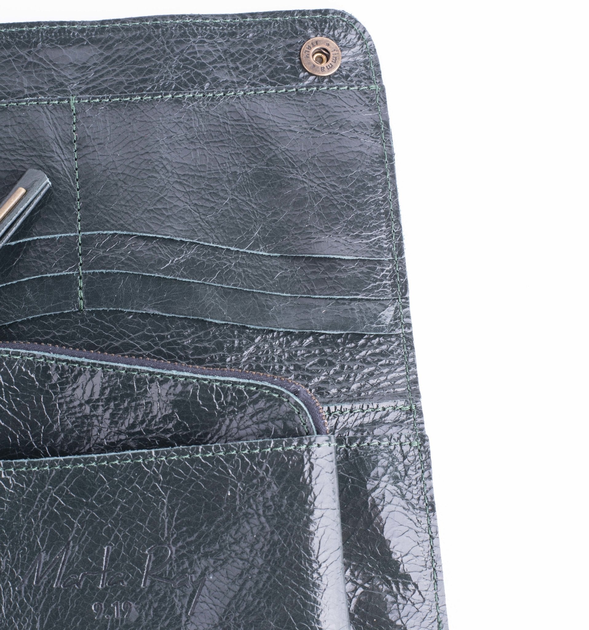 Kiki wallet vernice pino - portafogli in pelle verde - Marta Ray