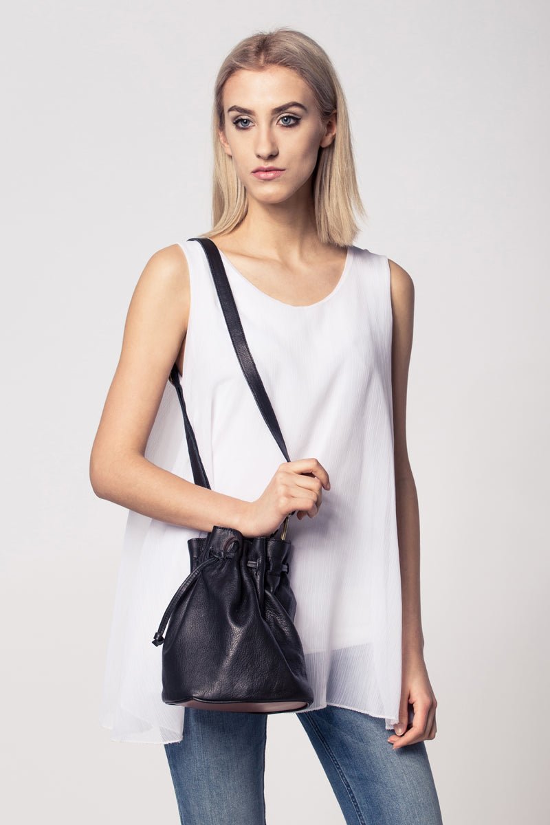 Kiss bag mousse acacia+ cuoio rosso - bosa a tracolla in pelle bicolore - Marta Ray