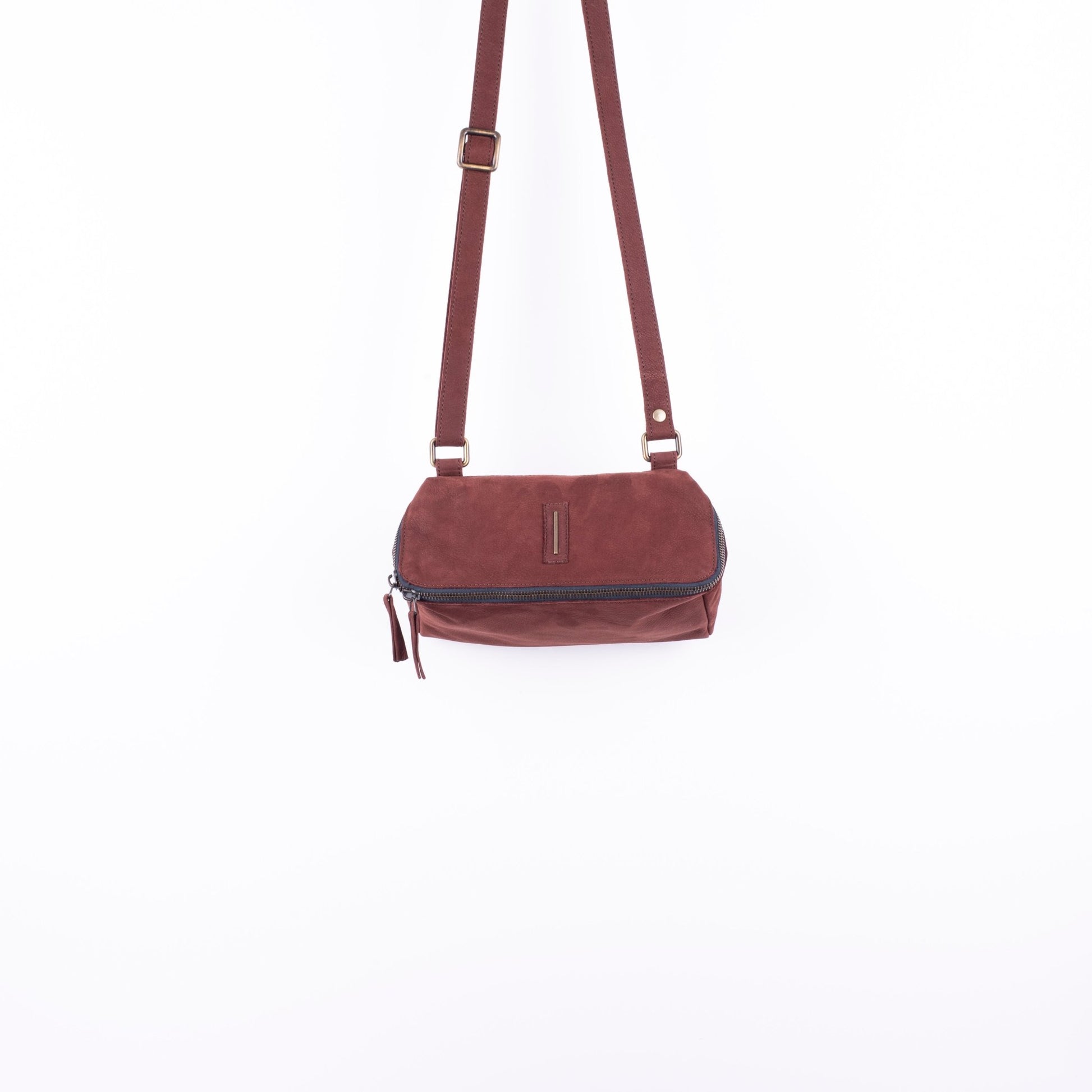 Kyo long beach britanic - borsa a tracolla o marsupio in belle scamosciata rosso bordò - Marta Ray
