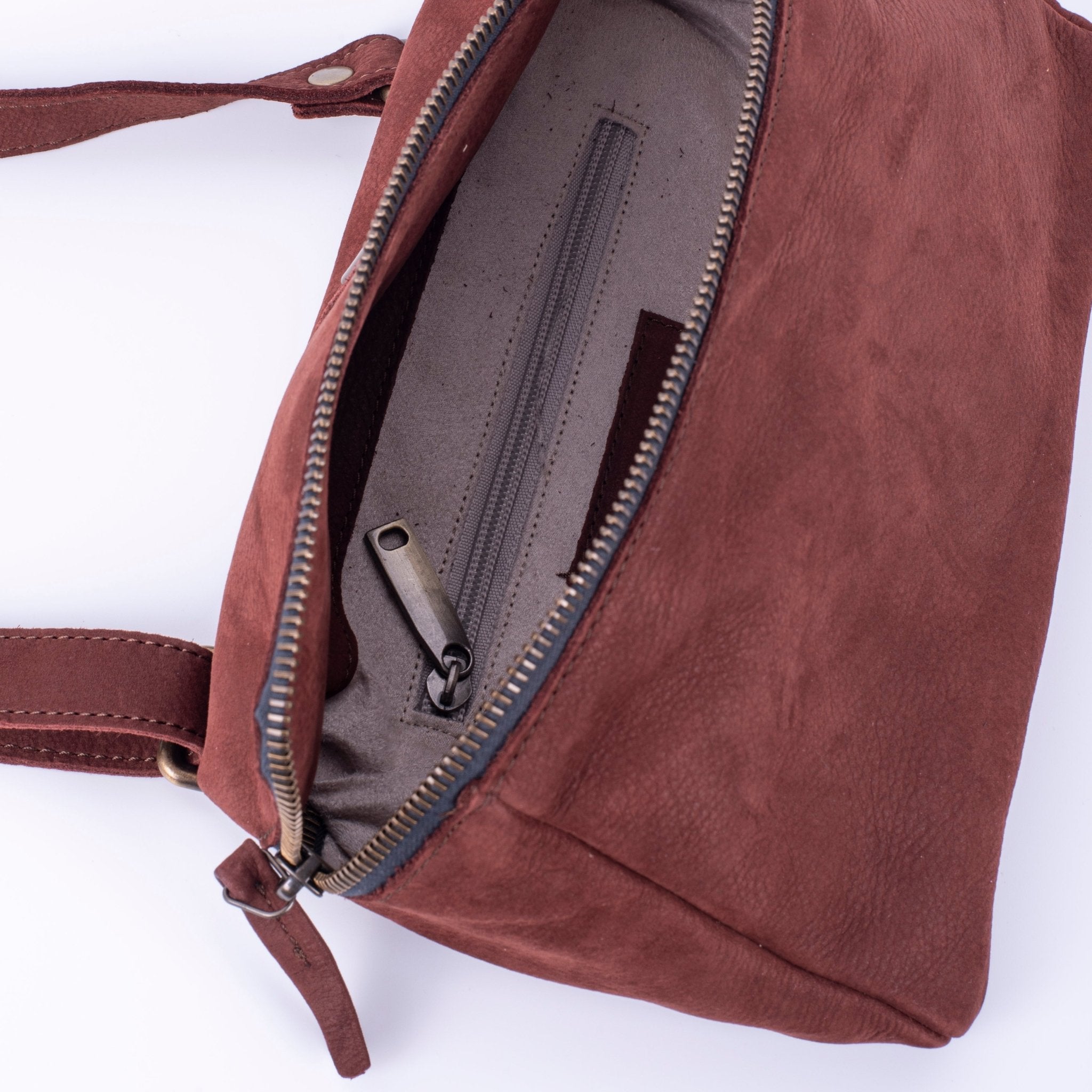 Kyo long beach britanic - borsa a tracolla o marsupio in belle scamosciata rosso bordò - Marta Ray