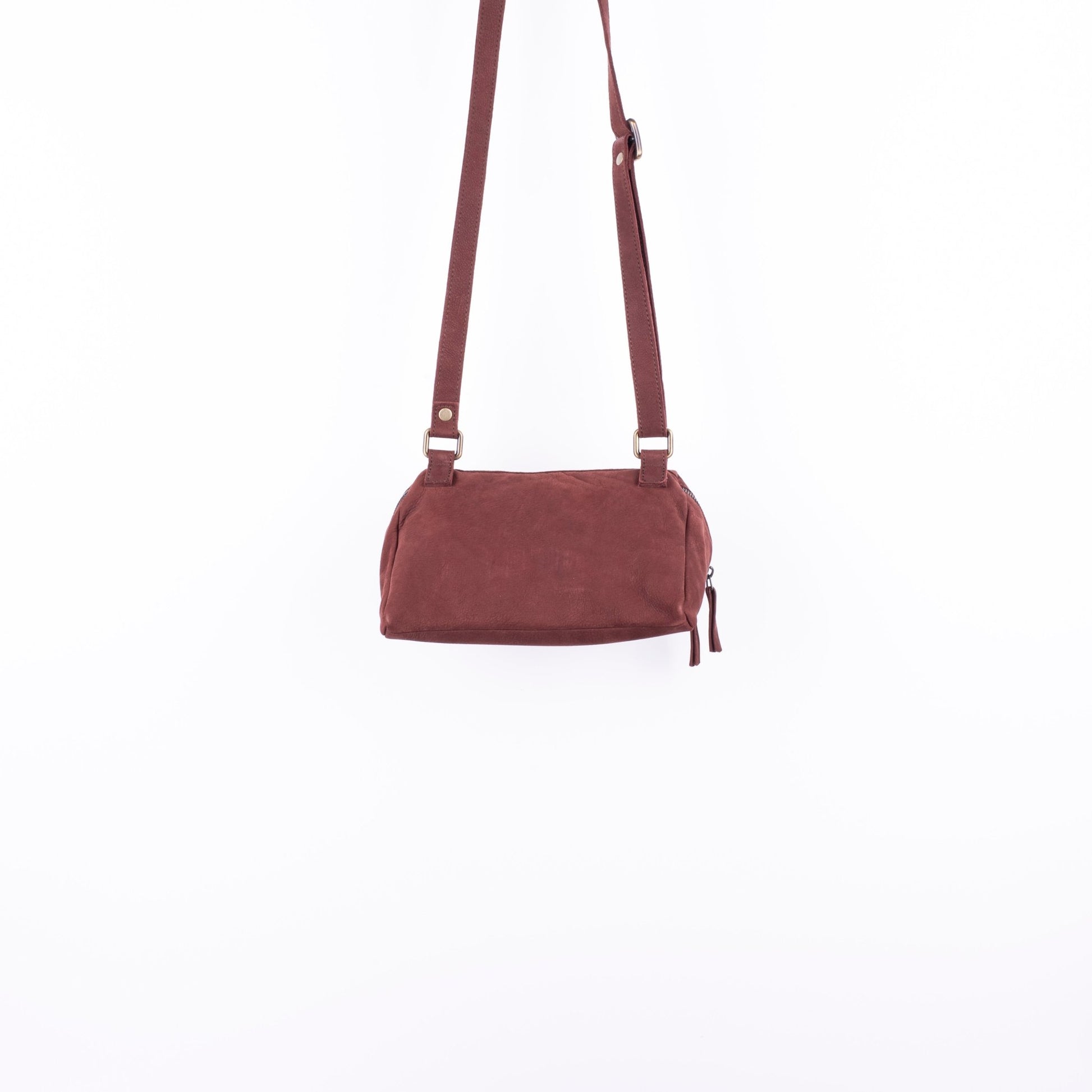 Kyo long beach britanic - borsa a tracolla o marsupio in belle scamosciata rosso bordò - Marta Ray