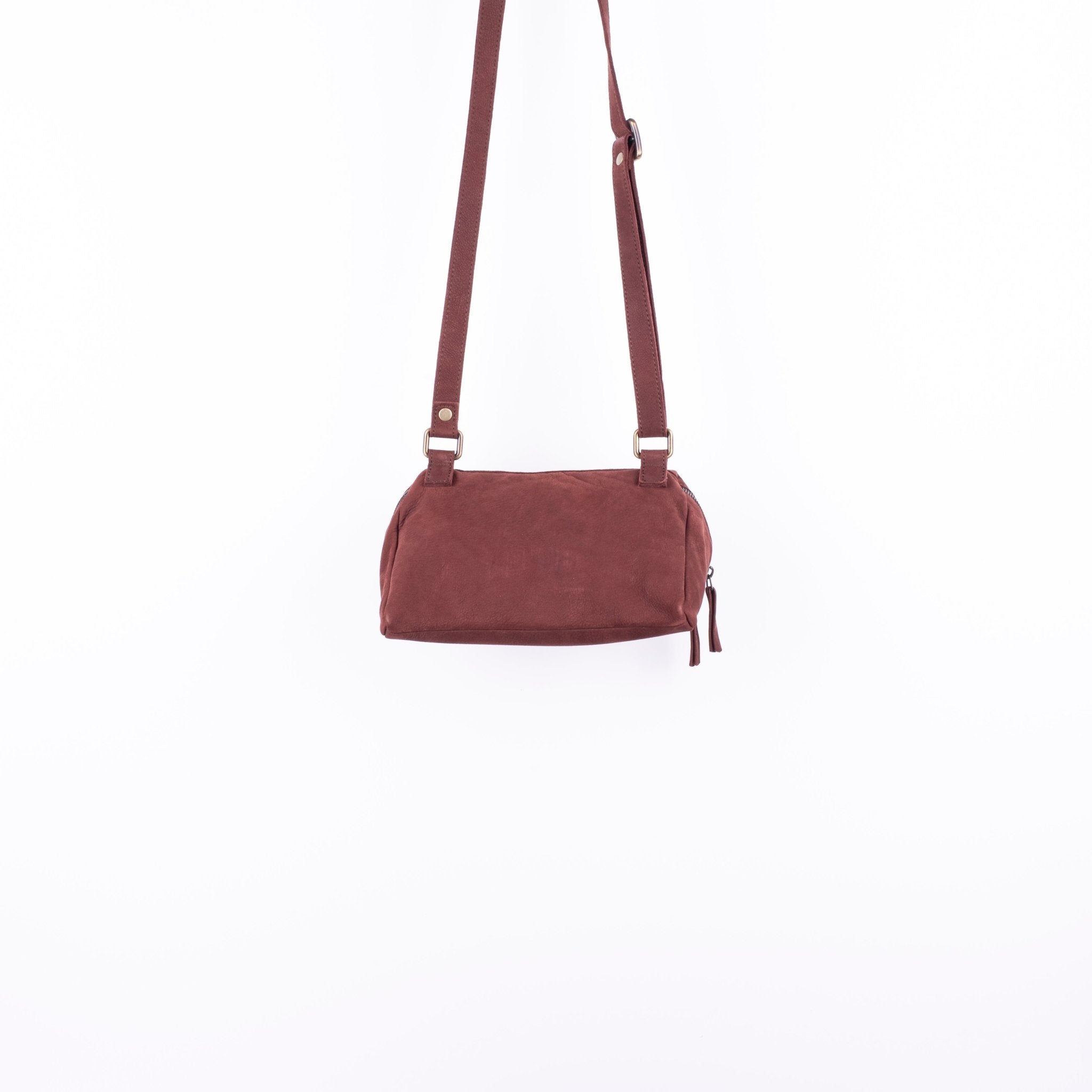 Kyo long beach britanic - borsa a tracolla o marsupio in belle scamosciata rosso bordò - Marta Ray