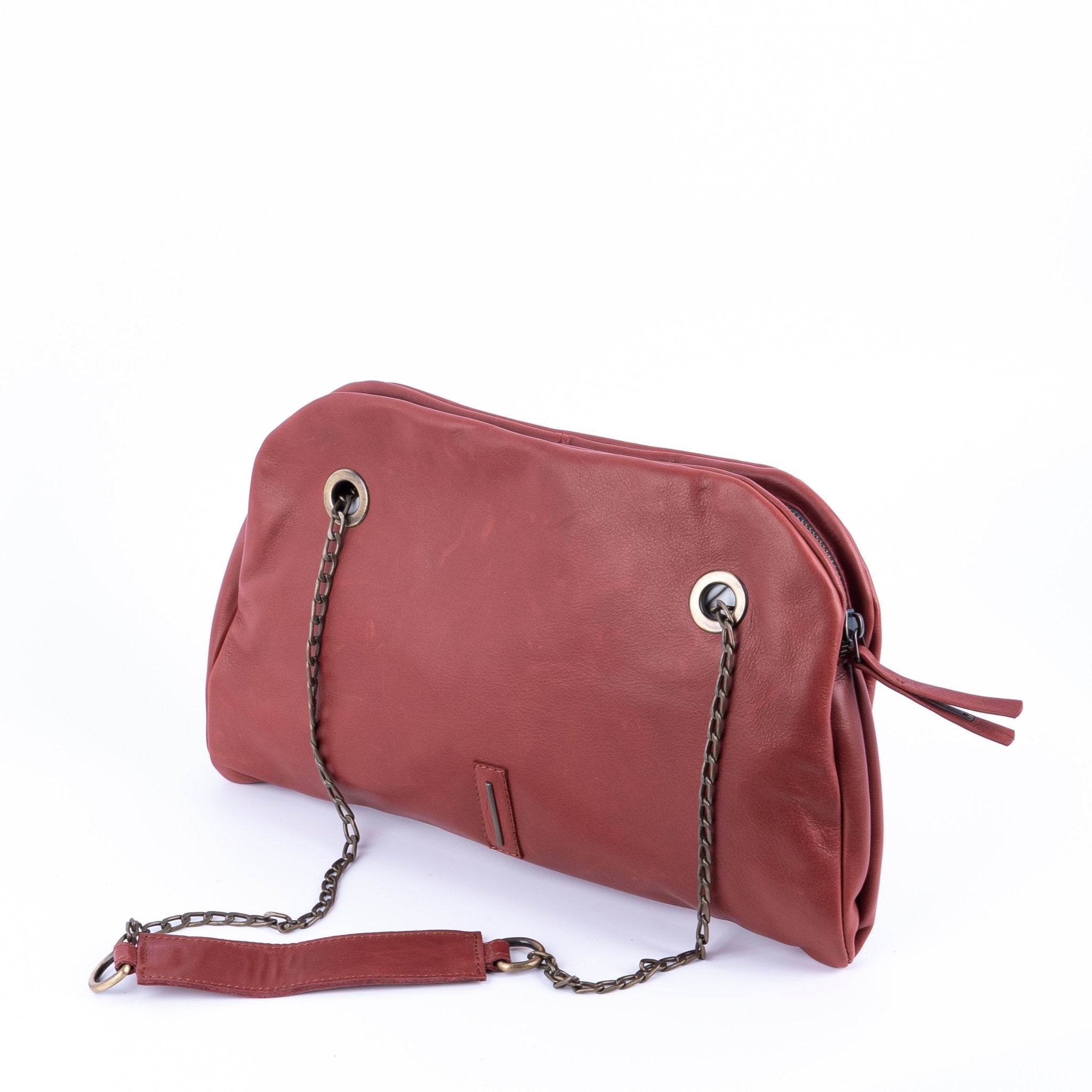 Leila mousse cuoio inglese - pochette in pelle marrone - Marta Ray