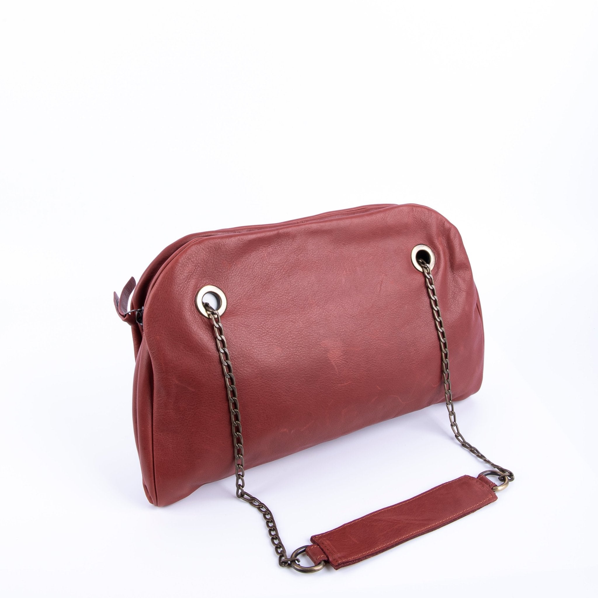 Leila mousse cuoio inglese - pochette in pelle marrone - Marta Ray