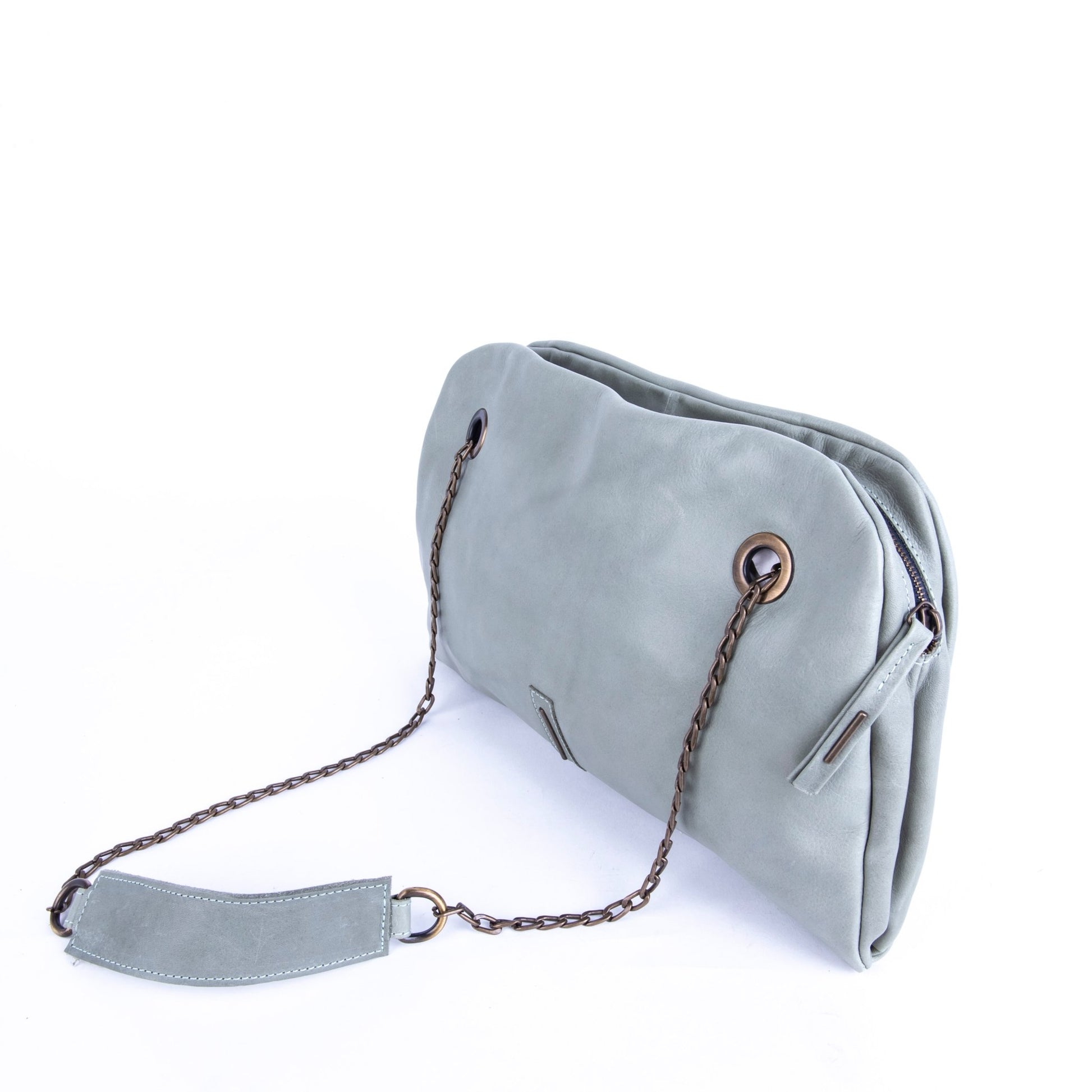 Leila mousse edera - pochette in pelle verde - Marta Ray