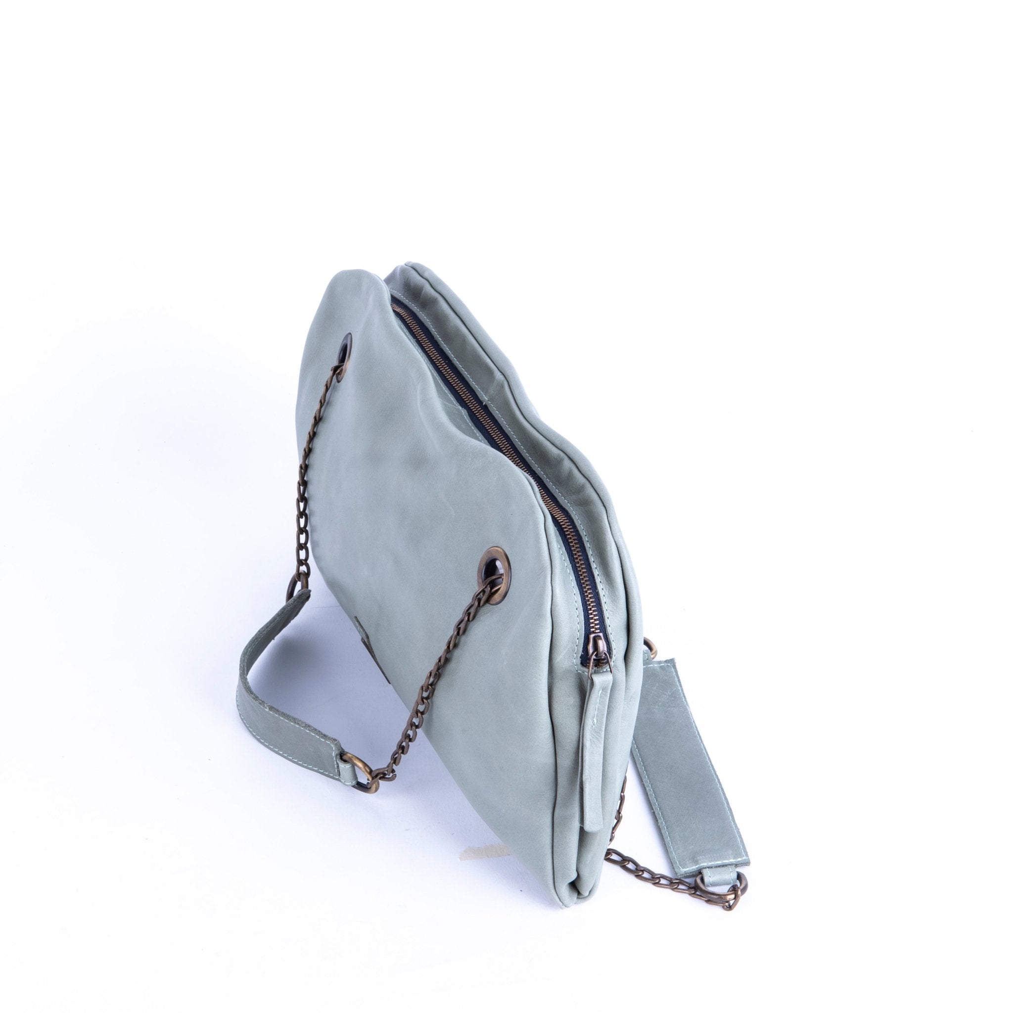 Leila mousse edera - pochette in pelle verde - Marta Ray