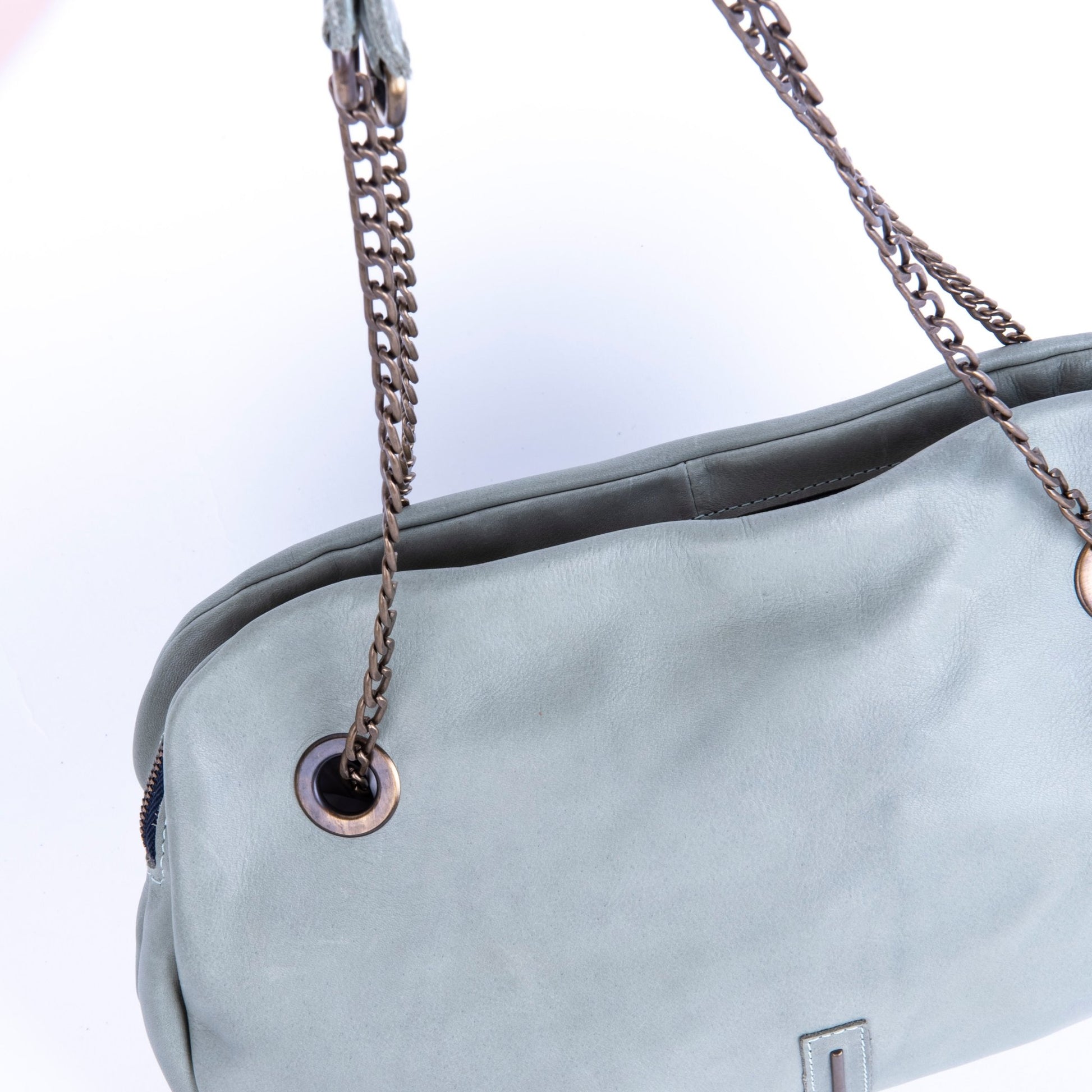 Leila mousse edera - pochette in pelle verde - Marta Ray