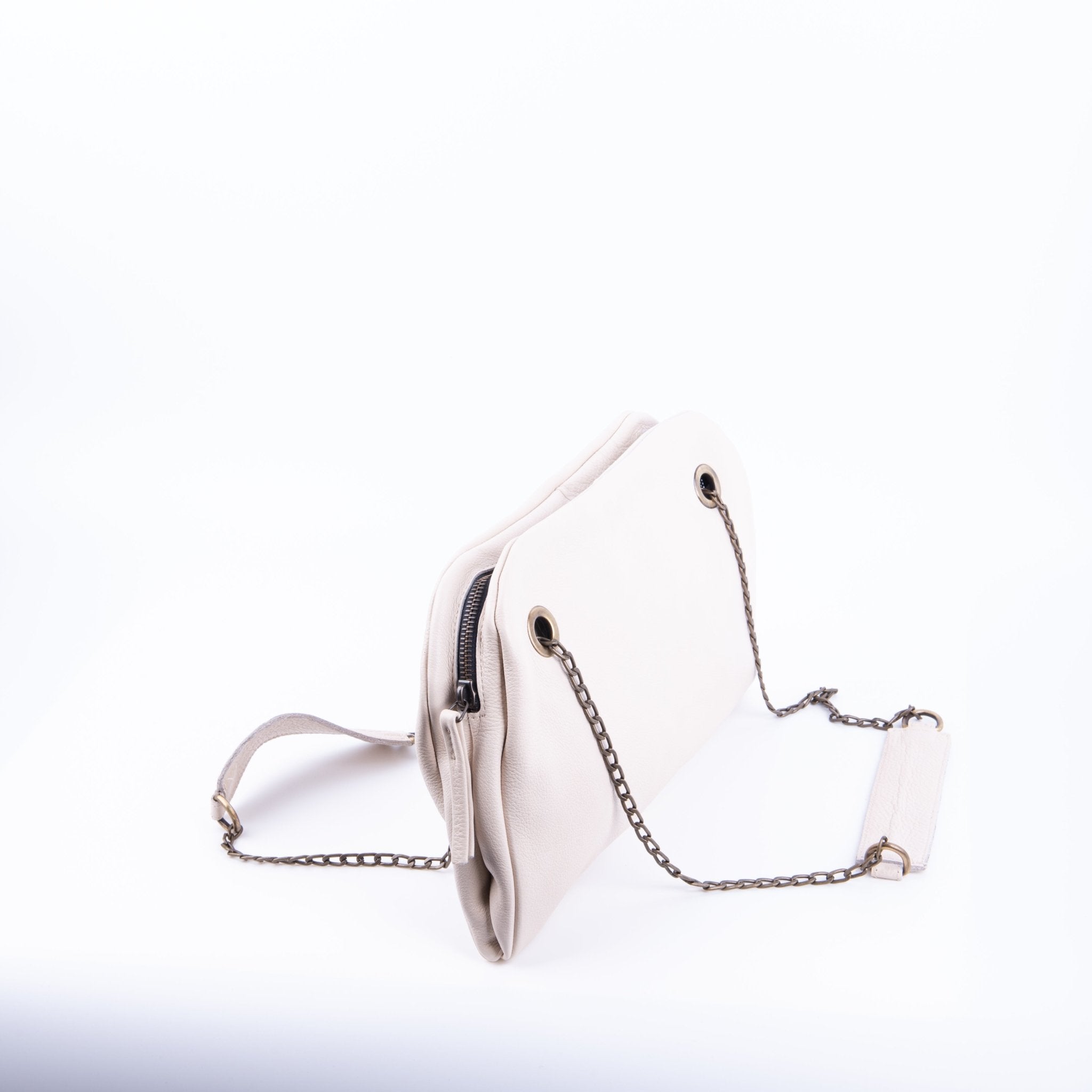 Leila mousse latte macchiato - pochette in pelle bianca - Marta Ray