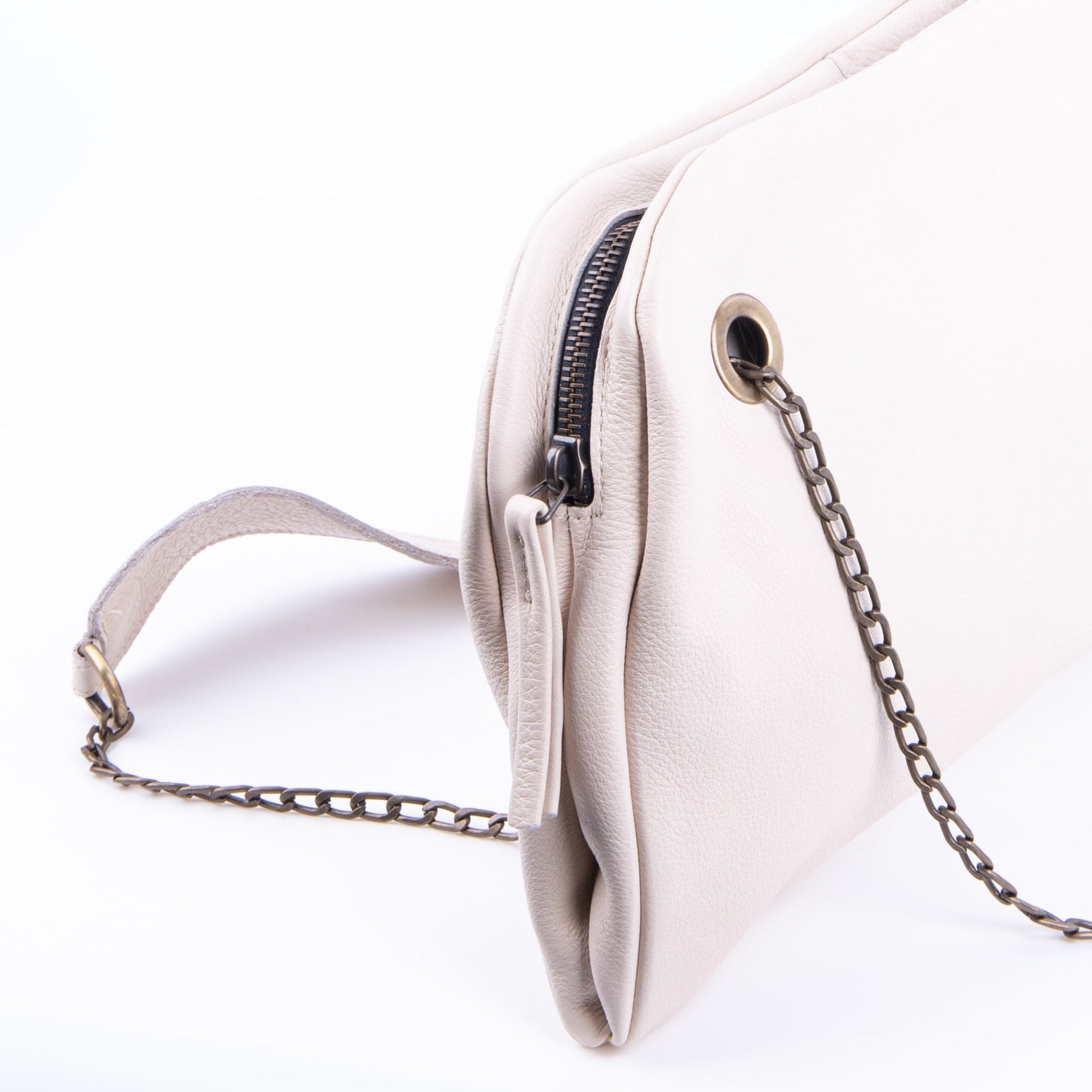 Leila mousse latte macchiato - pochette in pelle bianca - Marta Ray