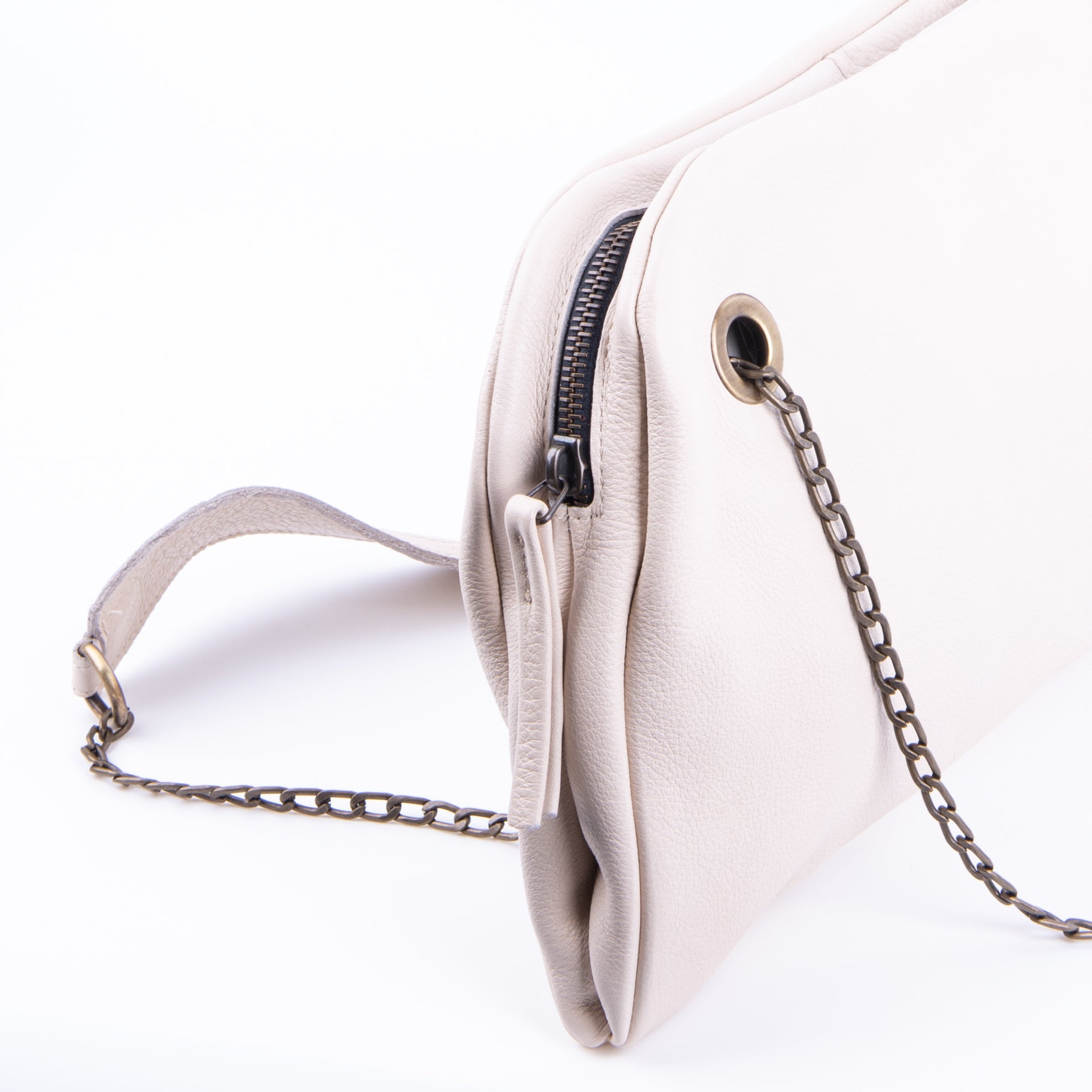 Leila mousse latte macchiato - pochette in pelle bianca - Marta Ray