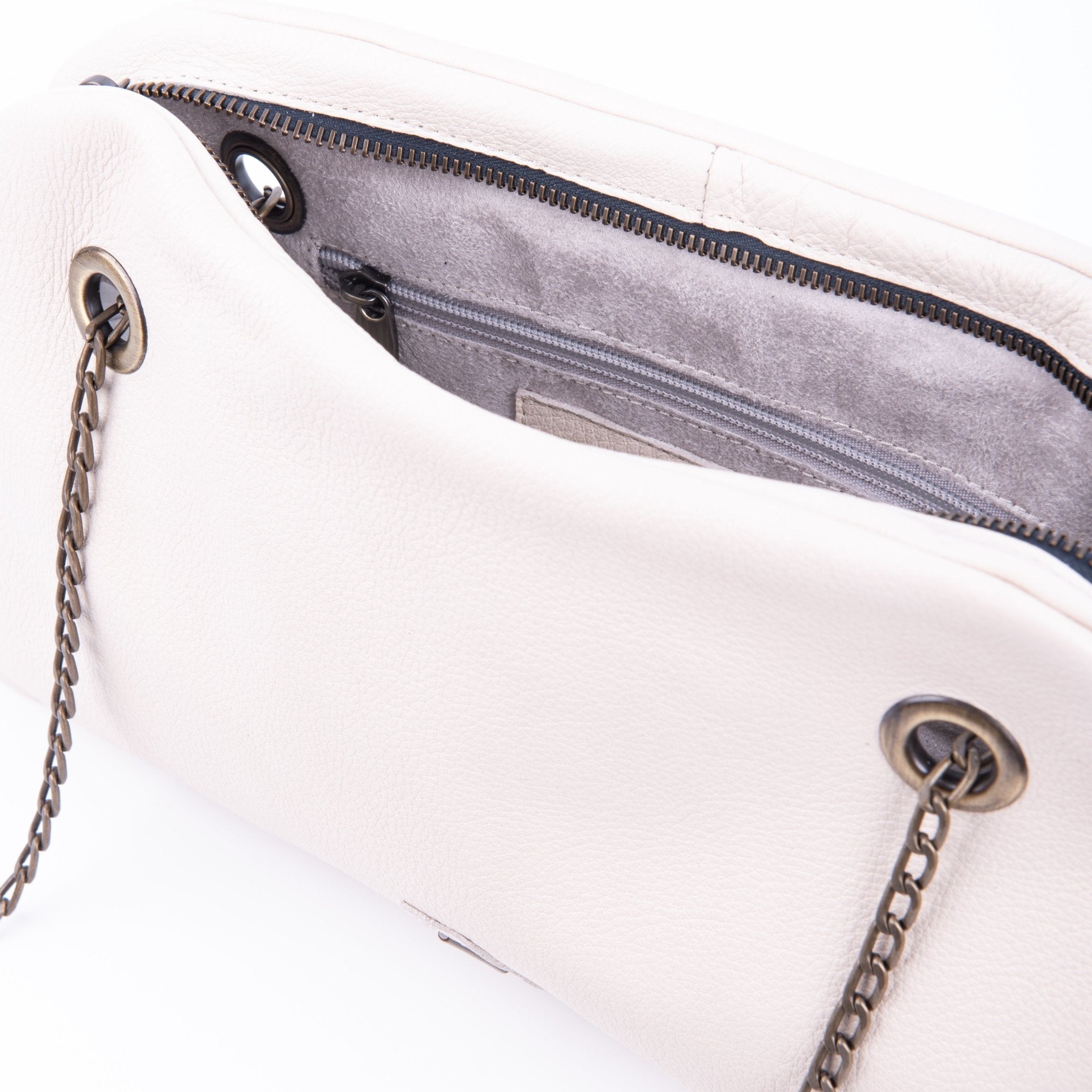 Leila mousse latte macchiato - pochette in pelle bianca - Marta Ray