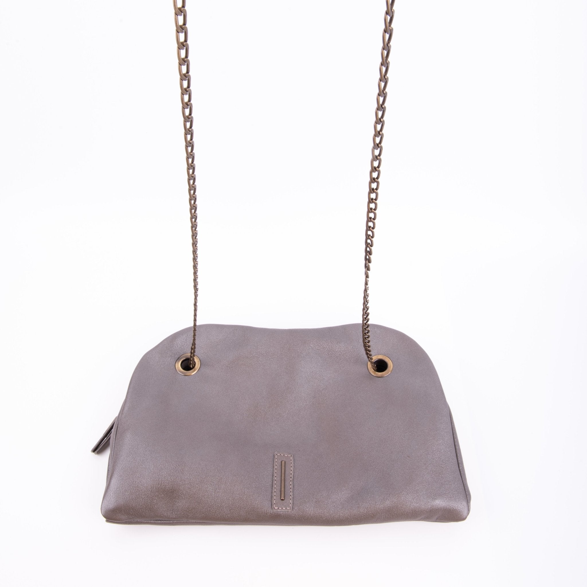 Leila mousse perlato smog silver - pochette in pelle grigia - Marta Ray