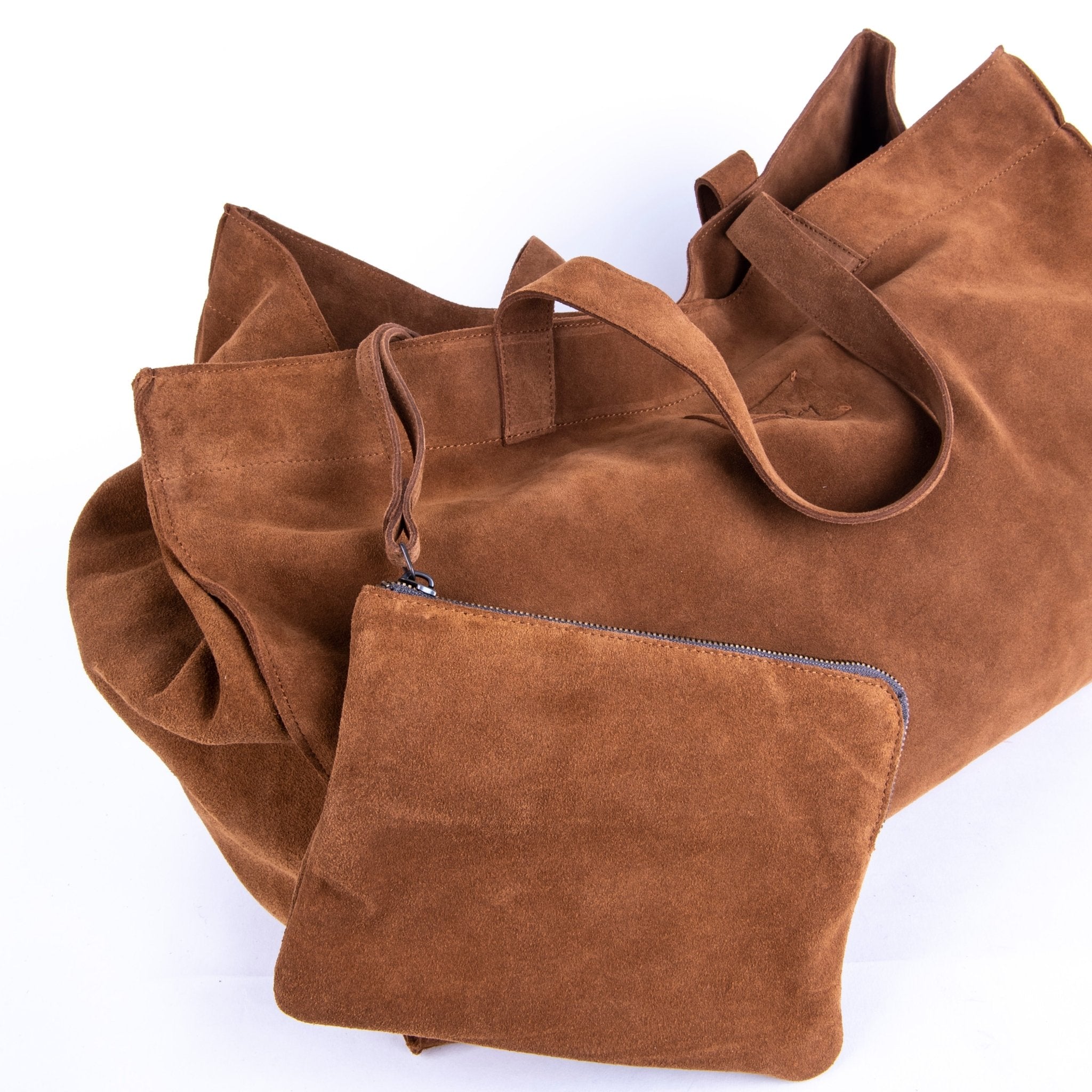 Linda camoscio cuoio - borsa a tracolla grande morbida marrone - Marta Ray