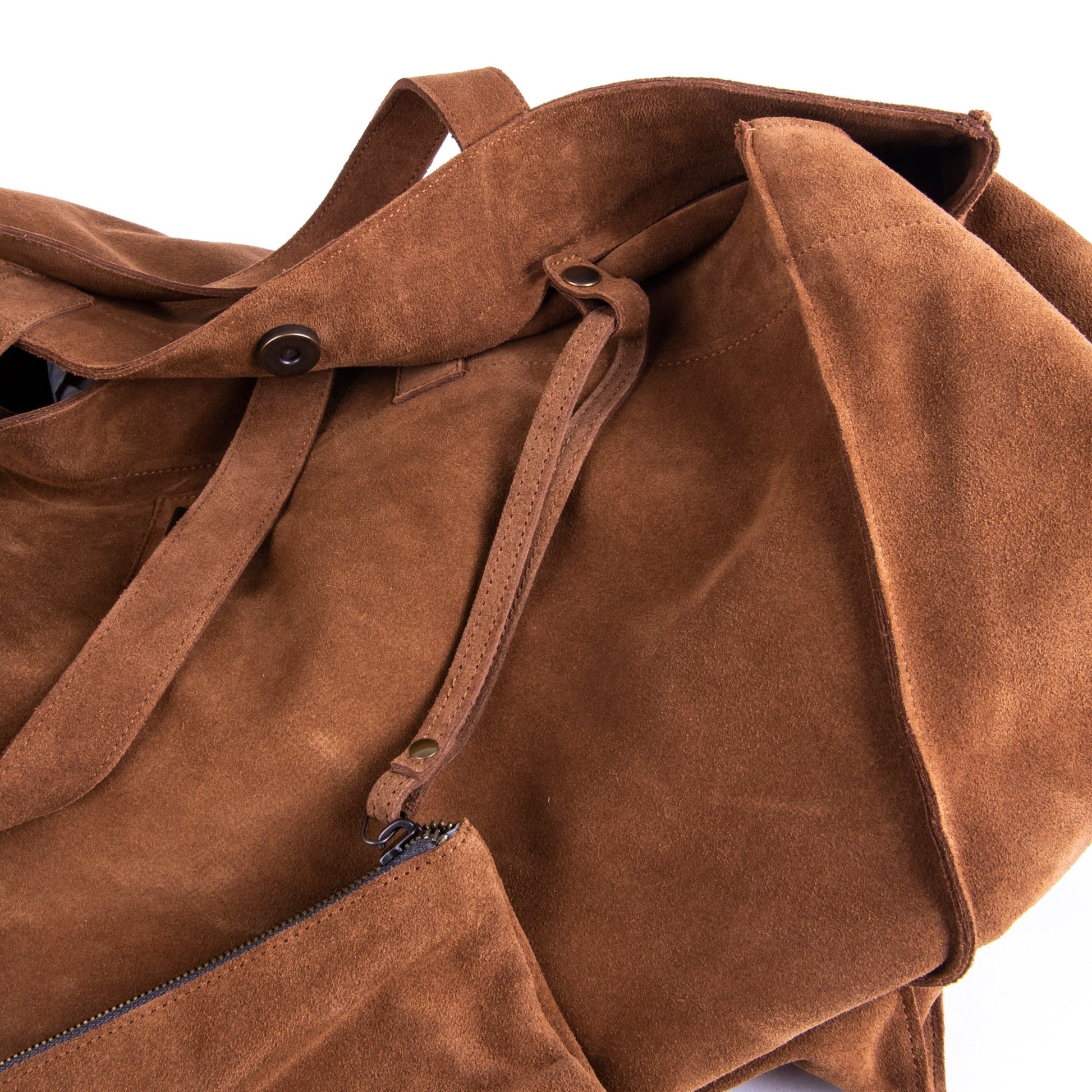 Linda camoscio cuoio - borsa a tracolla grande morbida marrone - Marta Ray