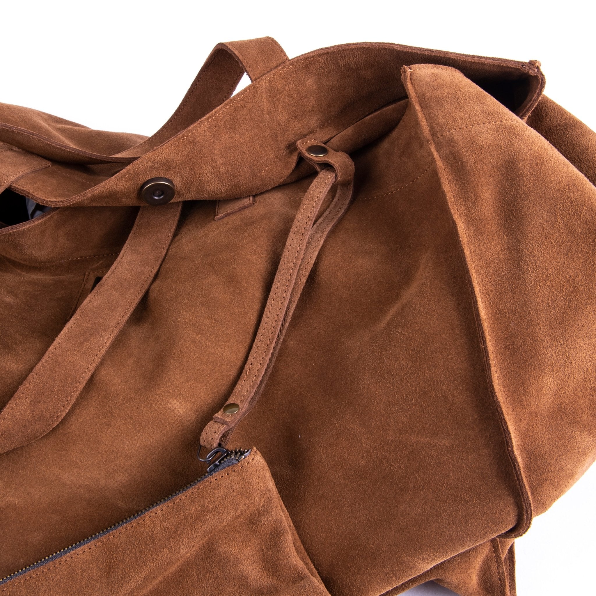 Linda camoscio cuoio - borsa a tracolla grande morbida marrone - Marta Ray