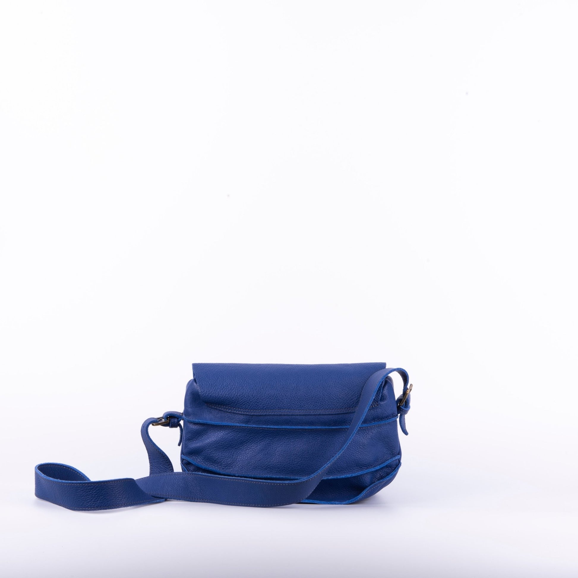 Liv new york blue bird - patta a tracolla in pelle martellata blu con zip - Marta Ray