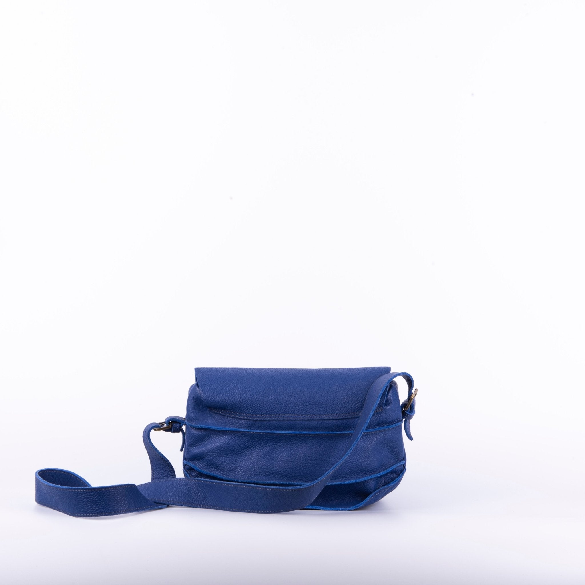 Liv new york blue bird - patta a tracolla in pelle martellata blu con zip - Marta Ray