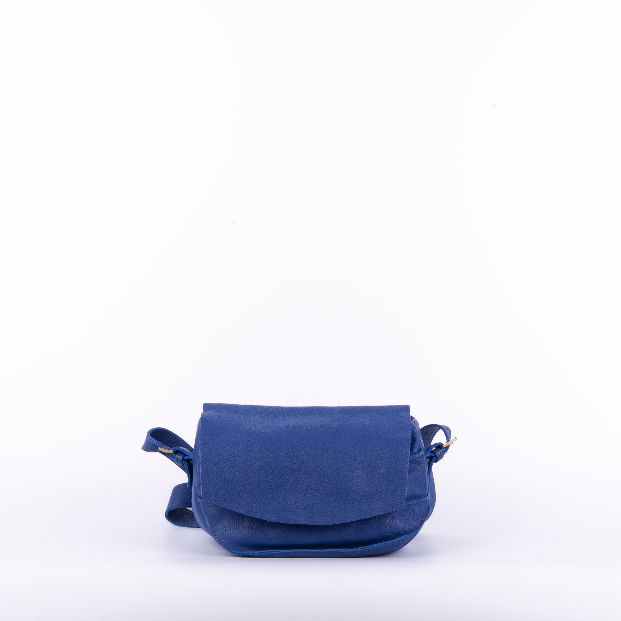 Liv new york blue bird - patta a tracolla in pelle martellata blu con zip - Marta Ray