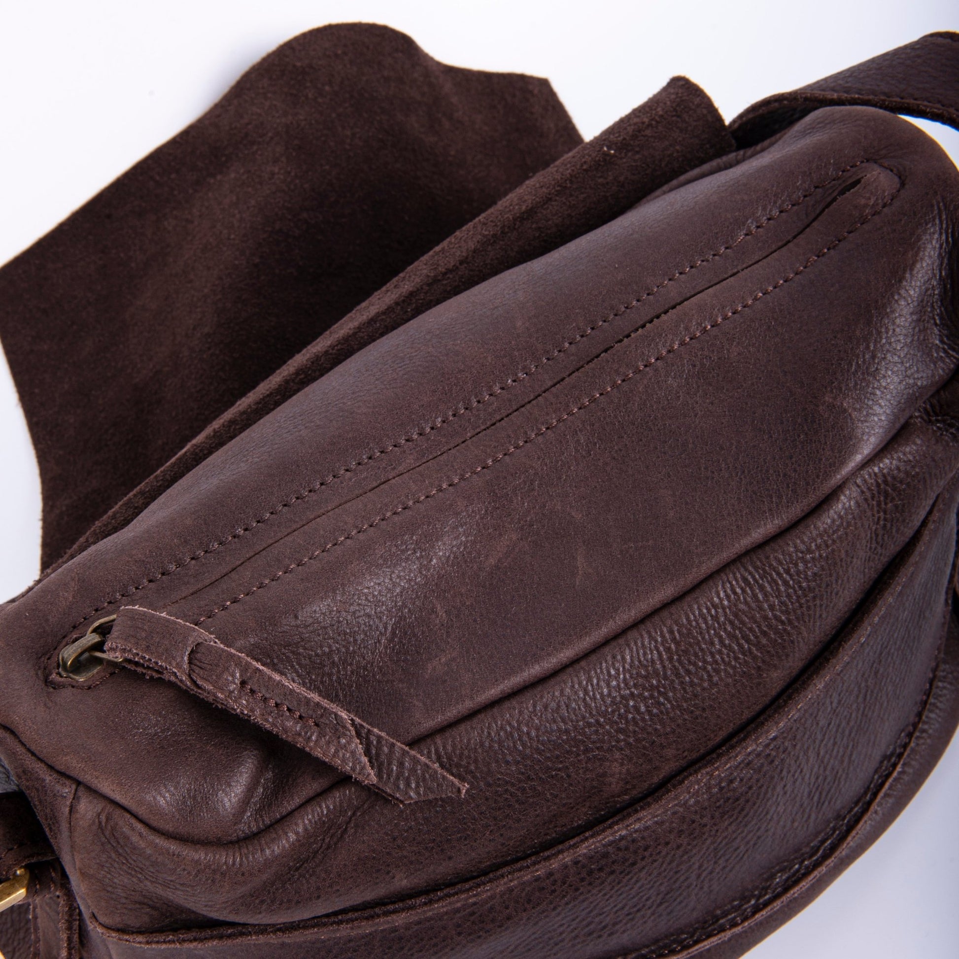 Liv spider testa di moro - patta a tracolla in pelle marrone con zip - Marta Ray