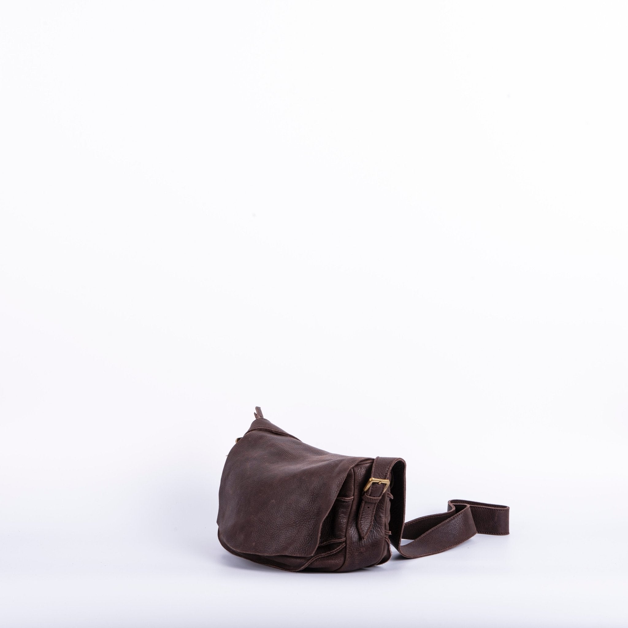 Liv spider testa di moro - patta a tracolla in pelle marrone con zip - Marta Ray