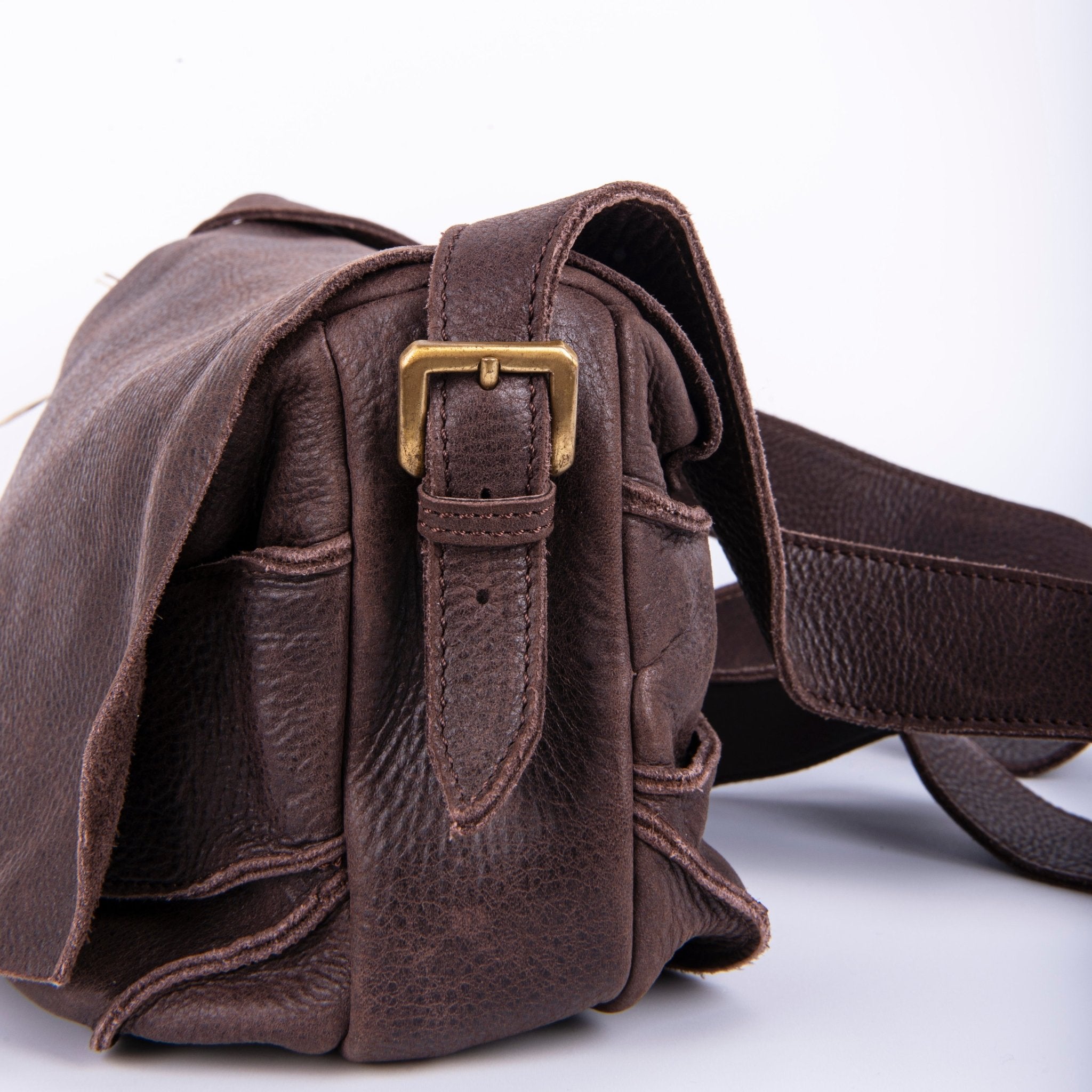 Liv spider testa di moro - patta a tracolla in pelle marrone con zip - Marta Ray