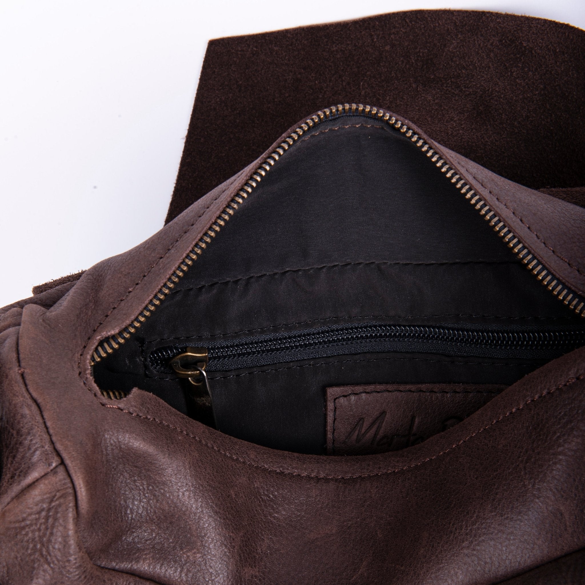 Liv spider testa di moro - patta a tracolla in pelle marrone con zip - Marta Ray