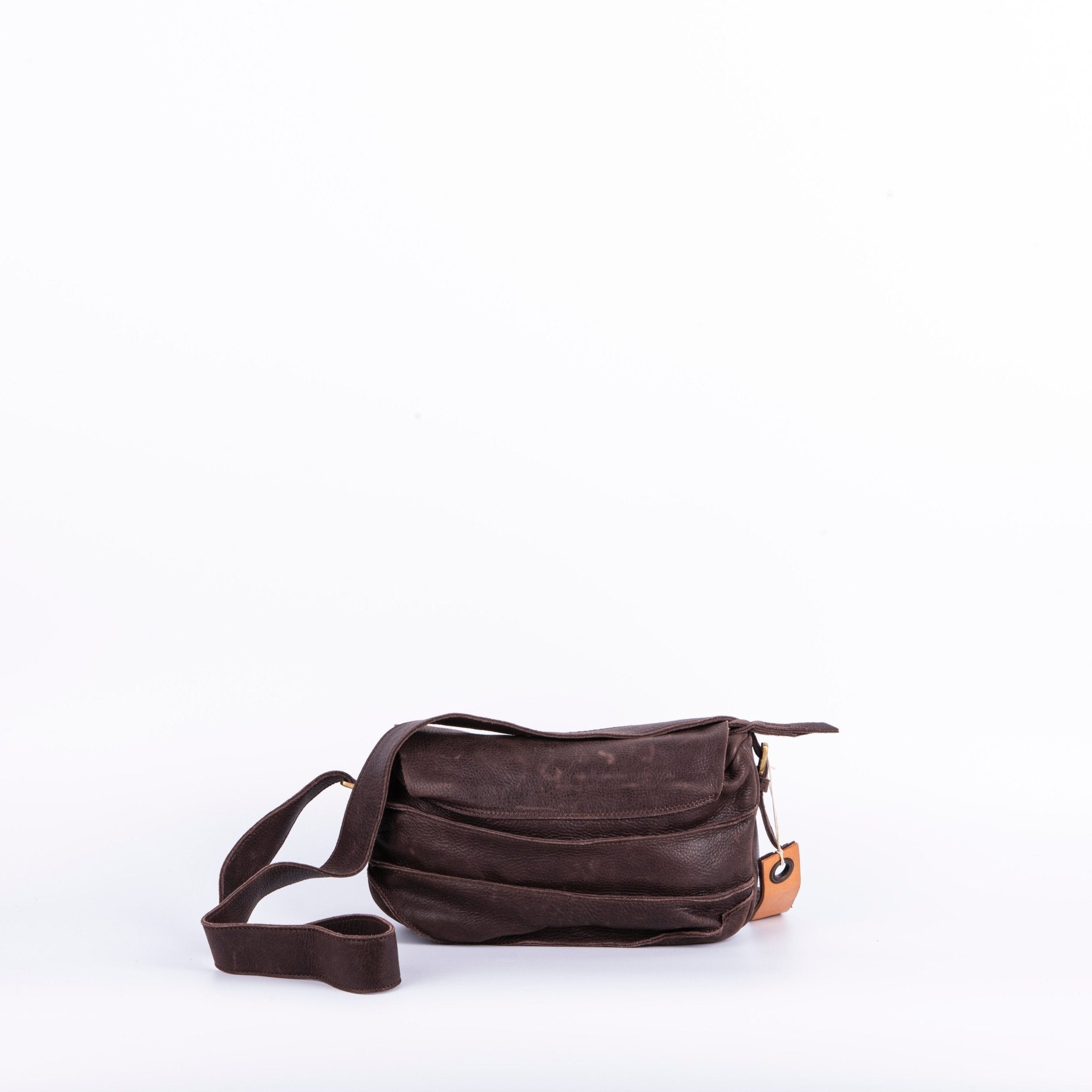 Liv spider testa di moro - patta a tracolla in pelle marrone con zip - Marta Ray