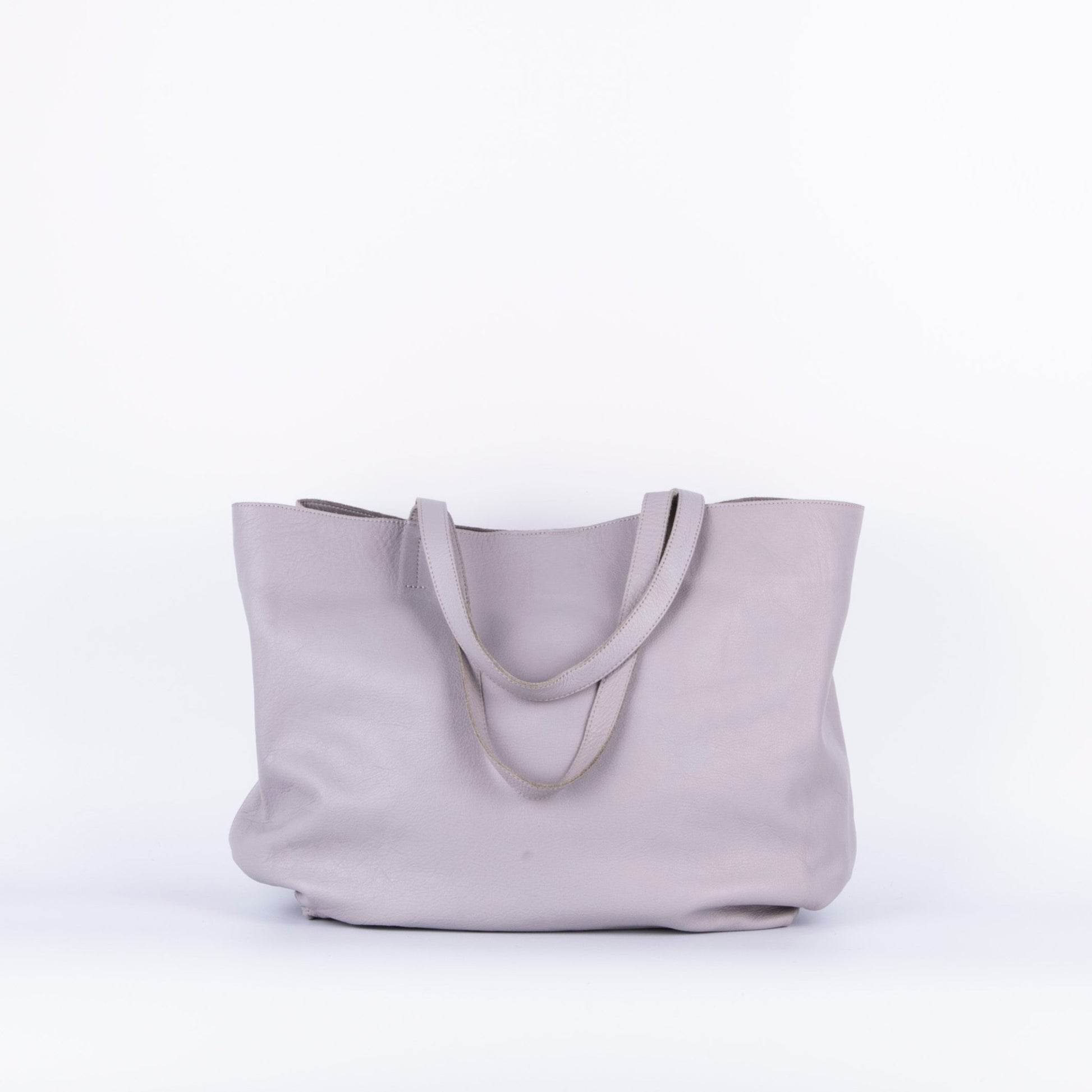 Lotta mousse nebbia - borsa a spalla grande in pelle grigia - Marta Ray