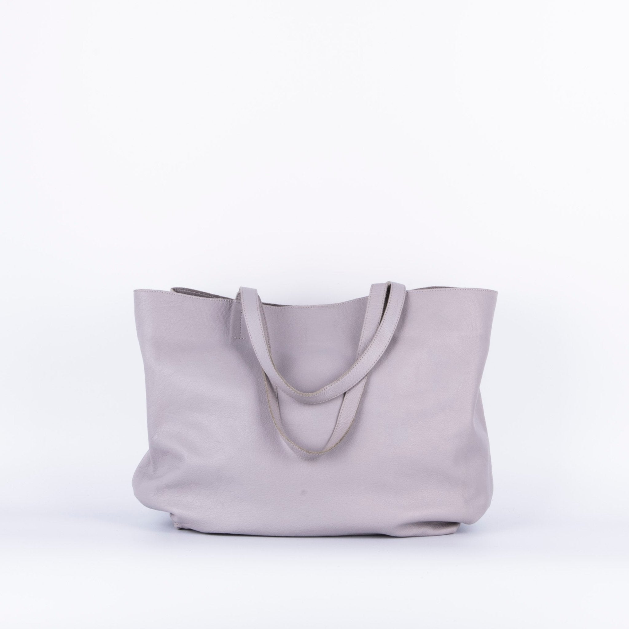 Lotta mousse nebbia - borsa a spalla grande in pelle grigia - Marta Ray
