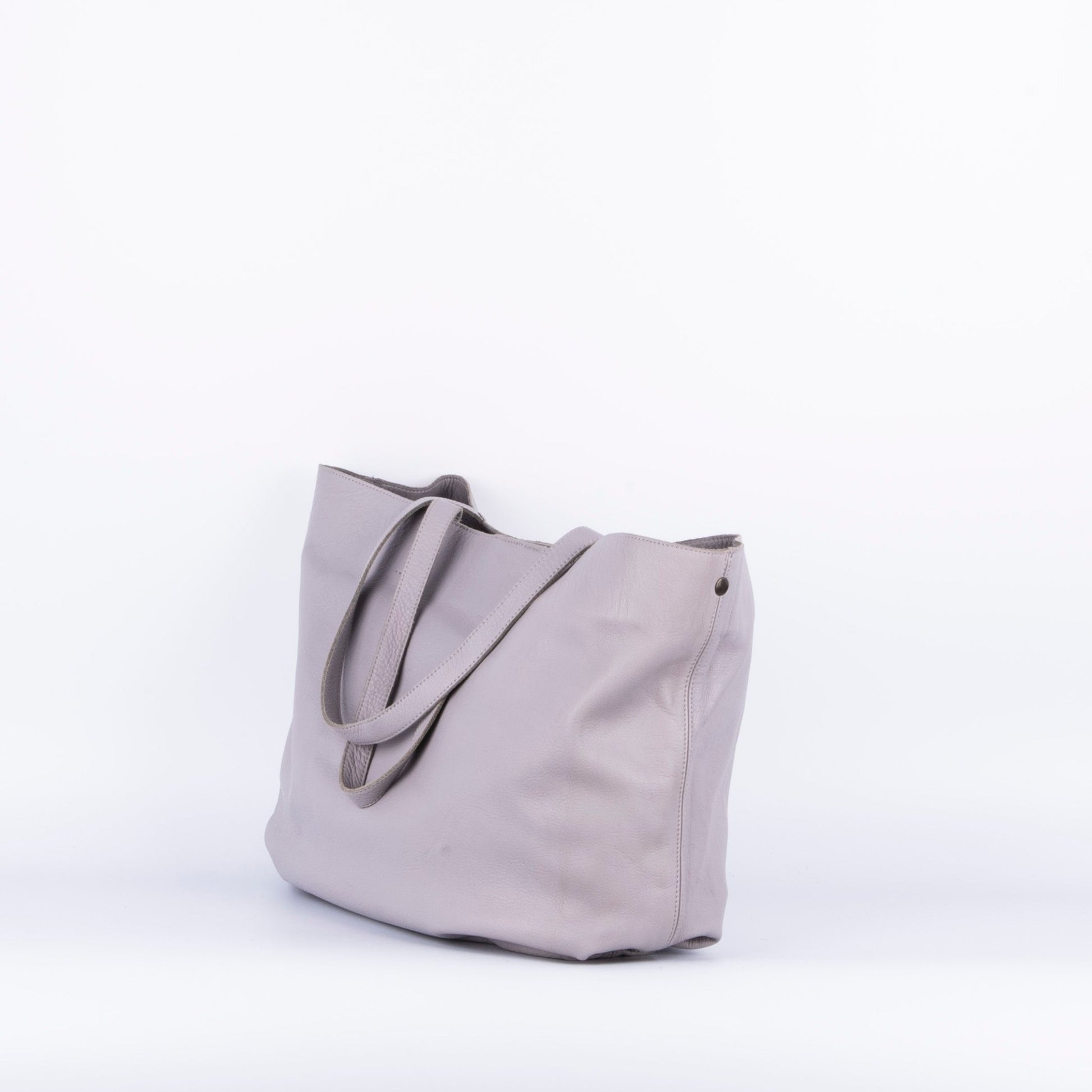 Lotta mousse nebbia - borsa a spalla grande in pelle grigia - Marta Ray