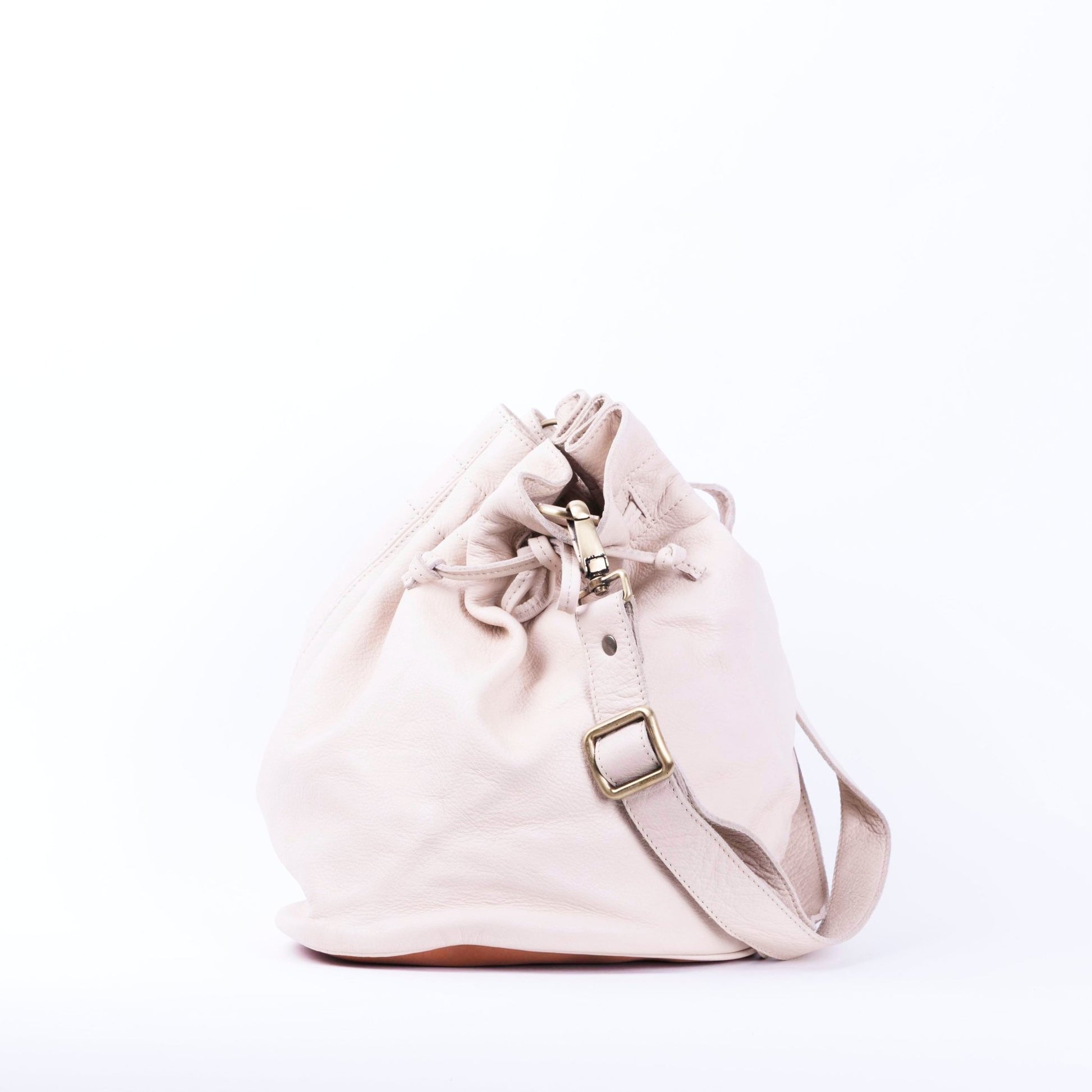 Love bag mousse latte macchiato+ cuoio - secchiello a tracolla in pelle bianco - Marta Ray
