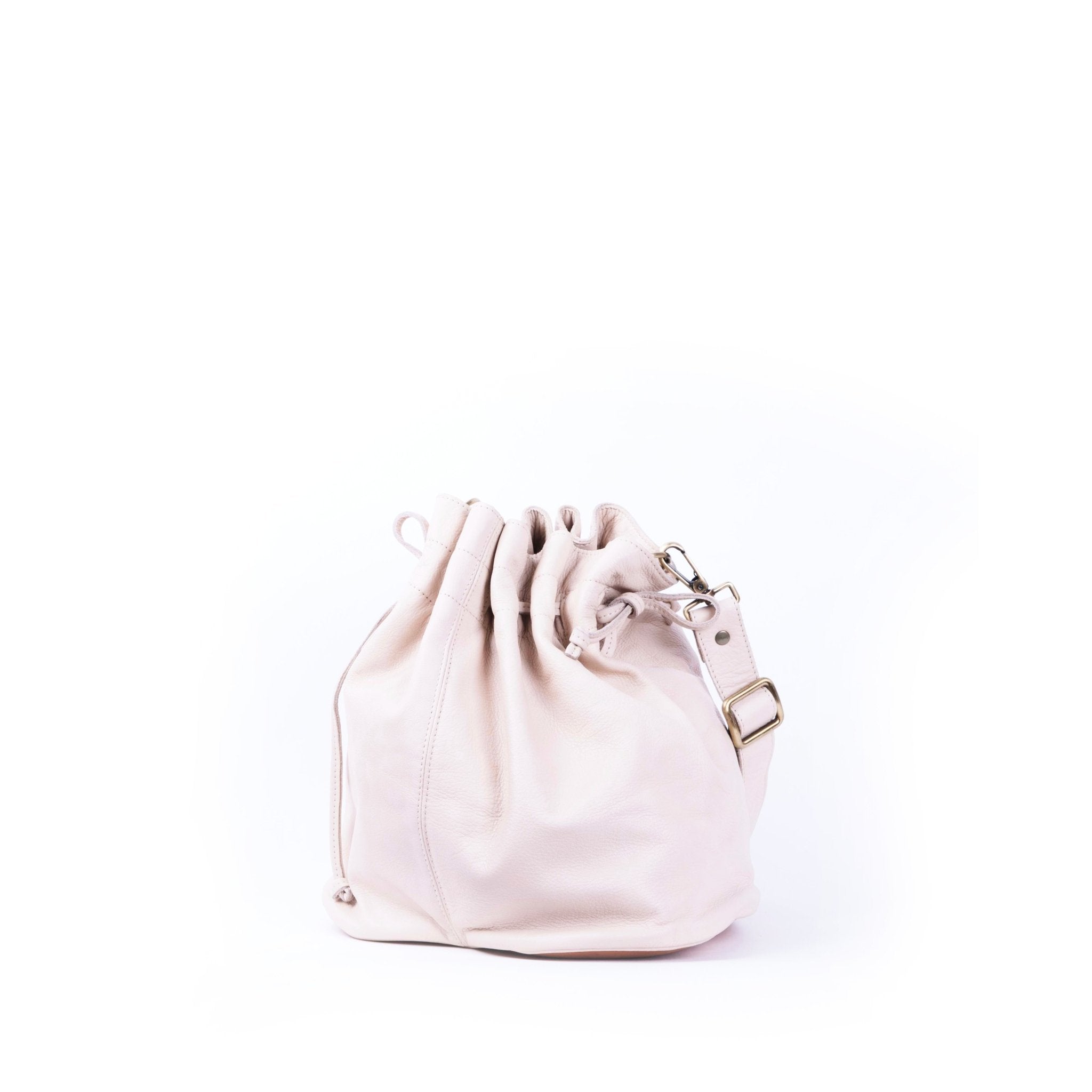 Love bag mousse latte macchiato+ cuoio - secchiello a tracolla in pelle bianco - Marta Ray