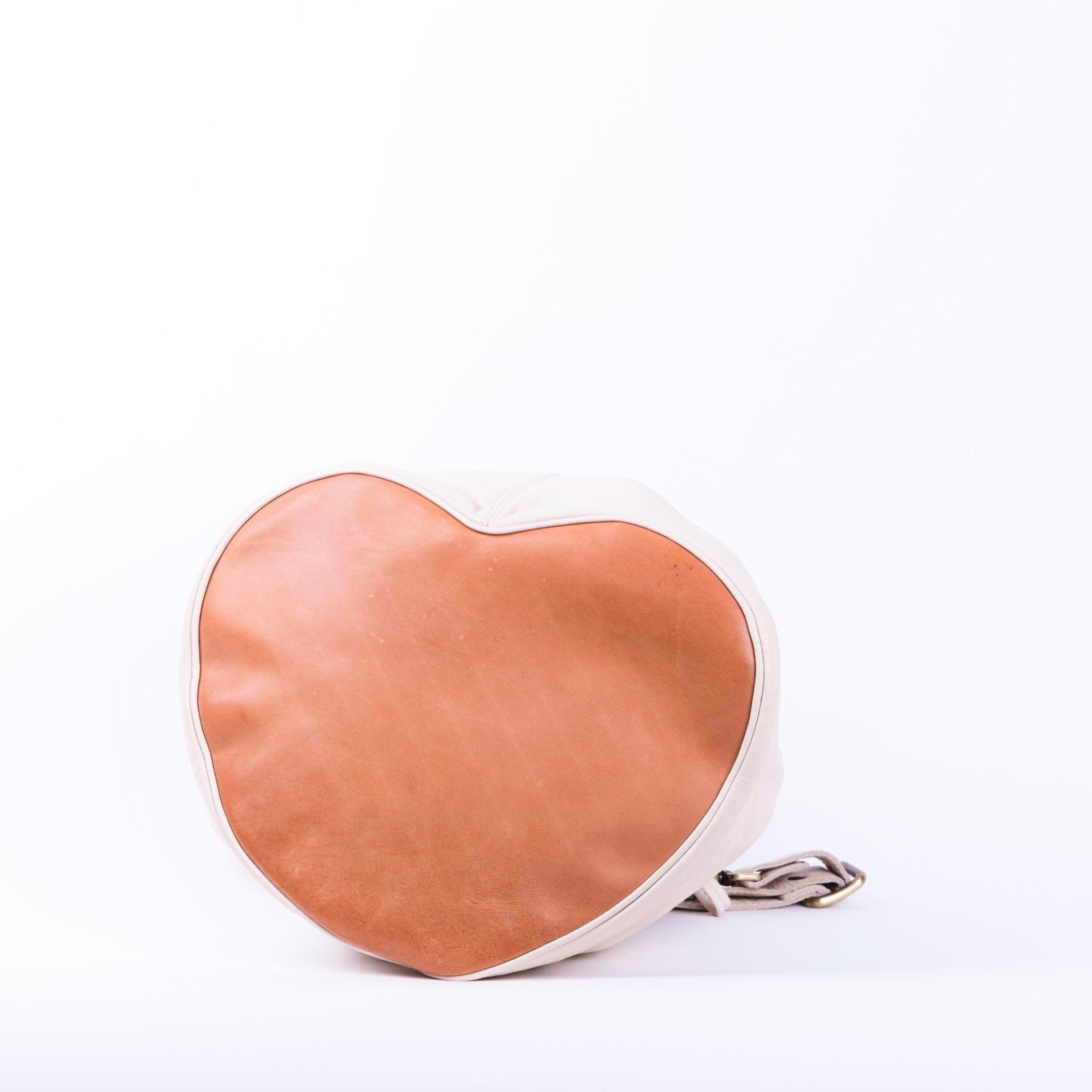 Love bag mousse latte macchiato+ cuoio - secchiello a tracolla in pelle bianco - Marta Ray