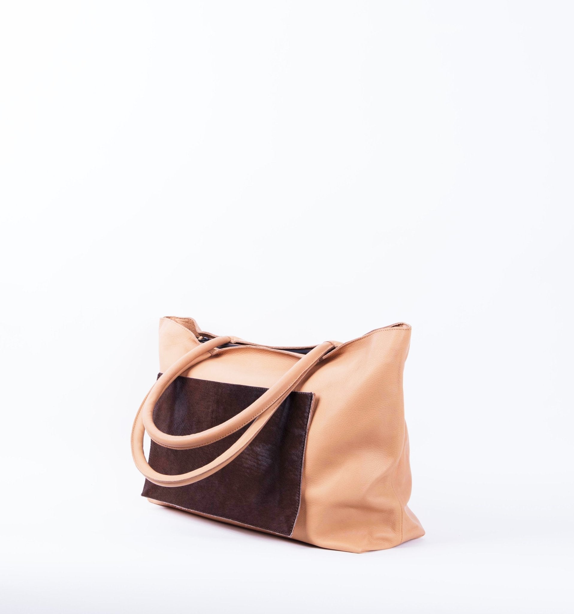 Luise amalfi nocciola+cavallino moro- borsa a spalla grande in pelle beige - Marta Ray