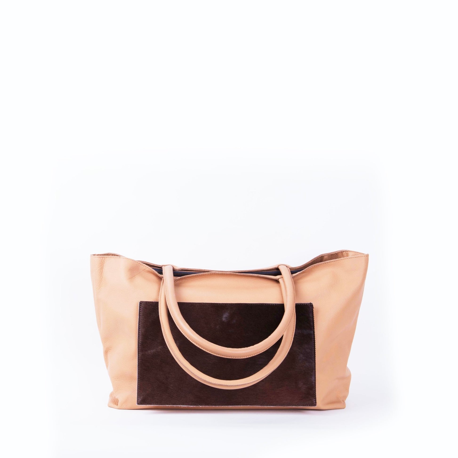 Luise amalfi nocciola+cavallino moro- borsa a spalla grande in pelle beige - Marta Ray