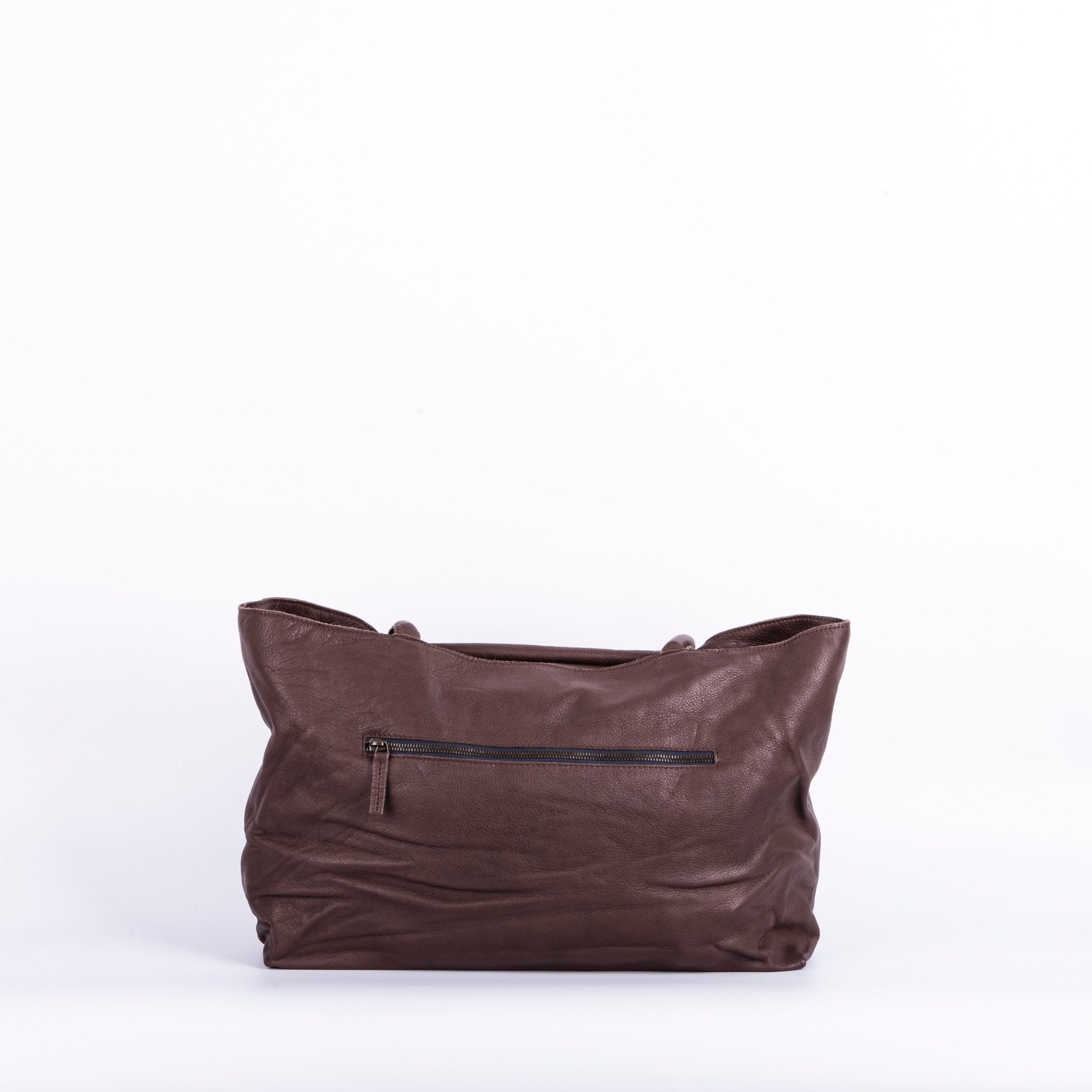 Luise mousse/saffiano cioccolato/blu - borsa a spalla grande in pelle marrone - Marta Ray