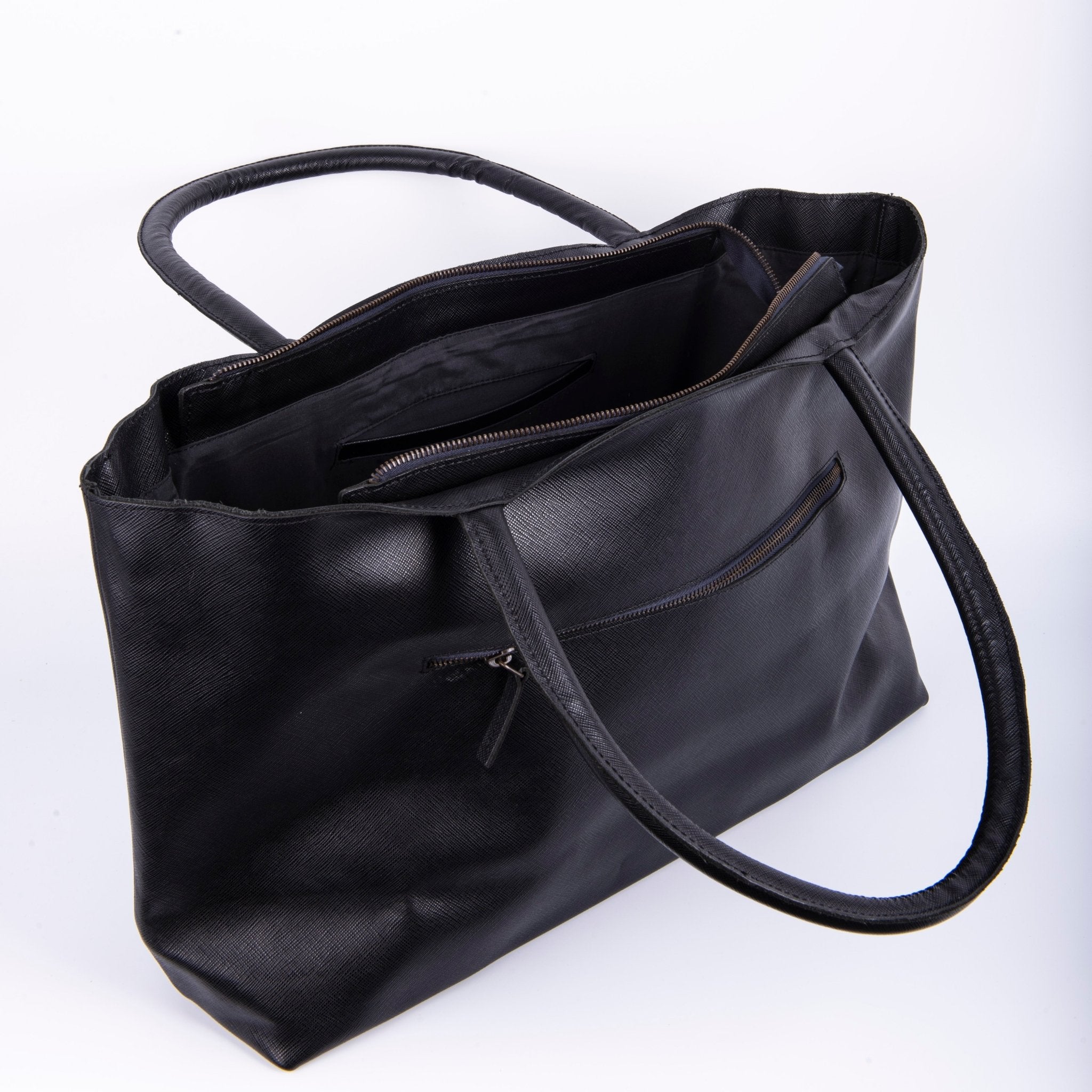 Luise saffiano nero/tdm - borsa a spalla grande in pelle nera - Marta Ray