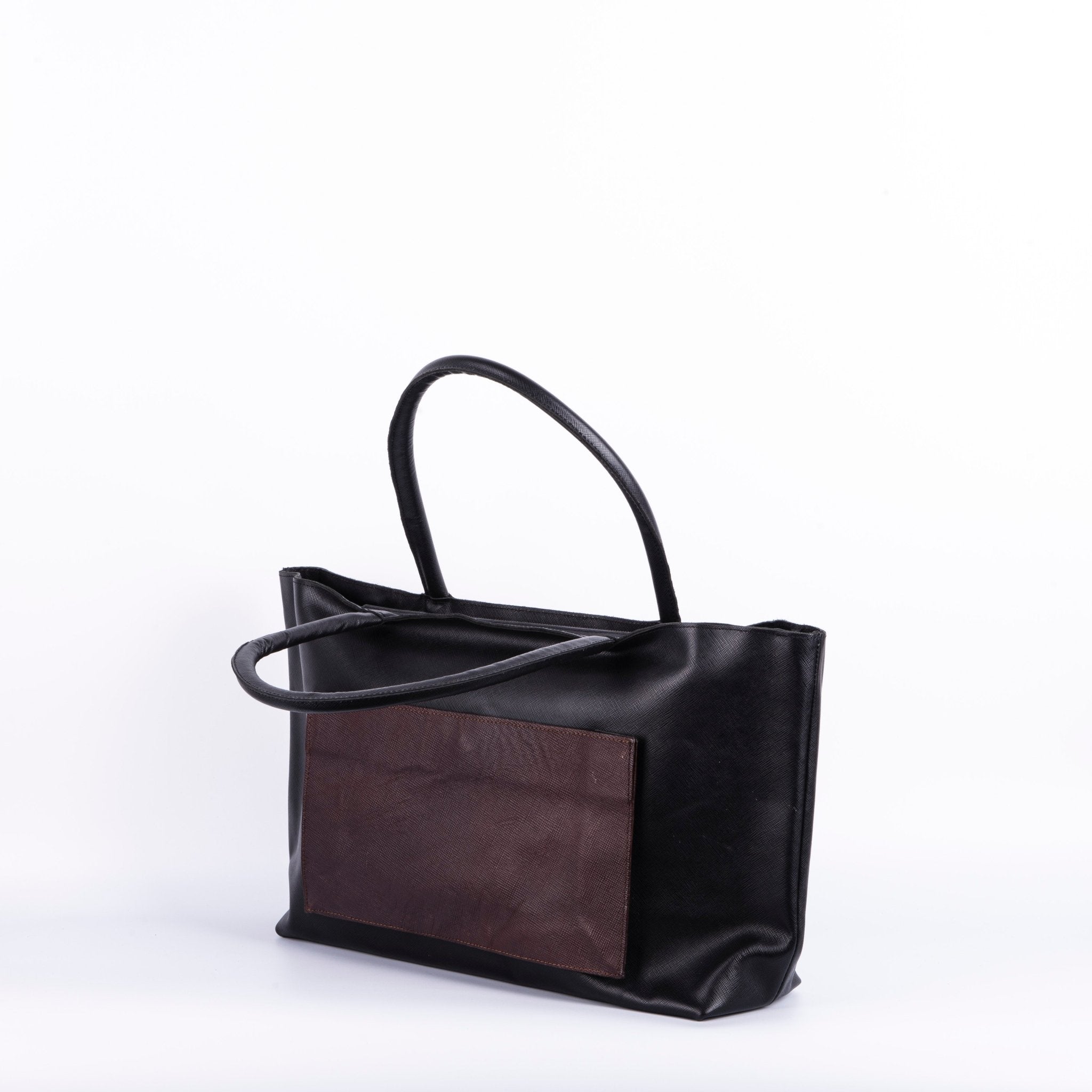 Luise saffiano nero/tdm - borsa a spalla grande in pelle nera - Marta Ray