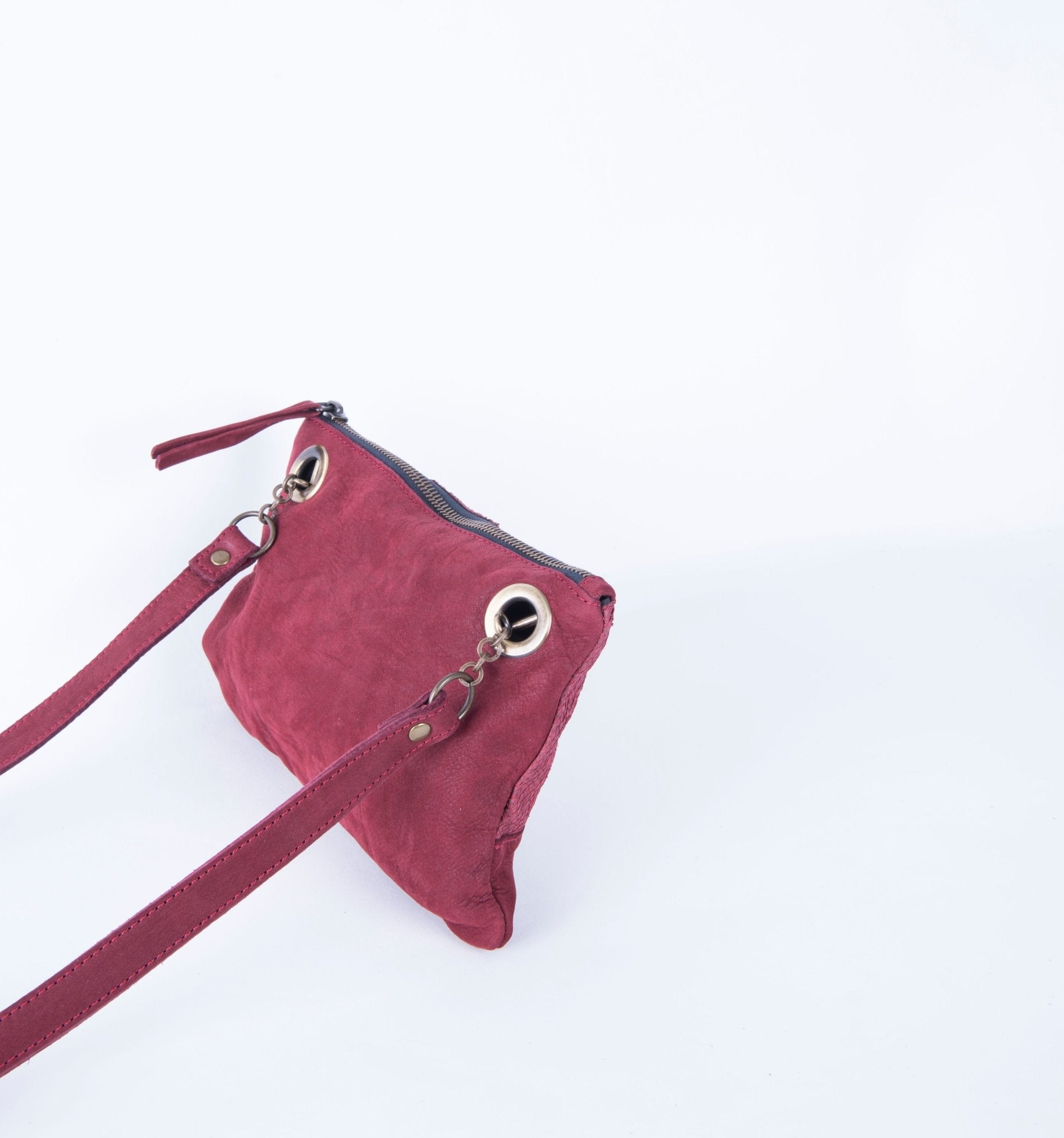 Lulu salmone red+ long beach rubino - piattine a tracolla in pelle rossa - Marta Ray